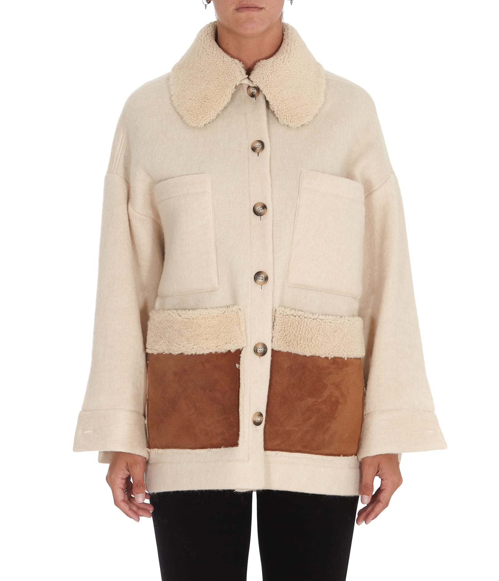 Ava Adore Jacket Coat With Sheepskin Pockets And Collar