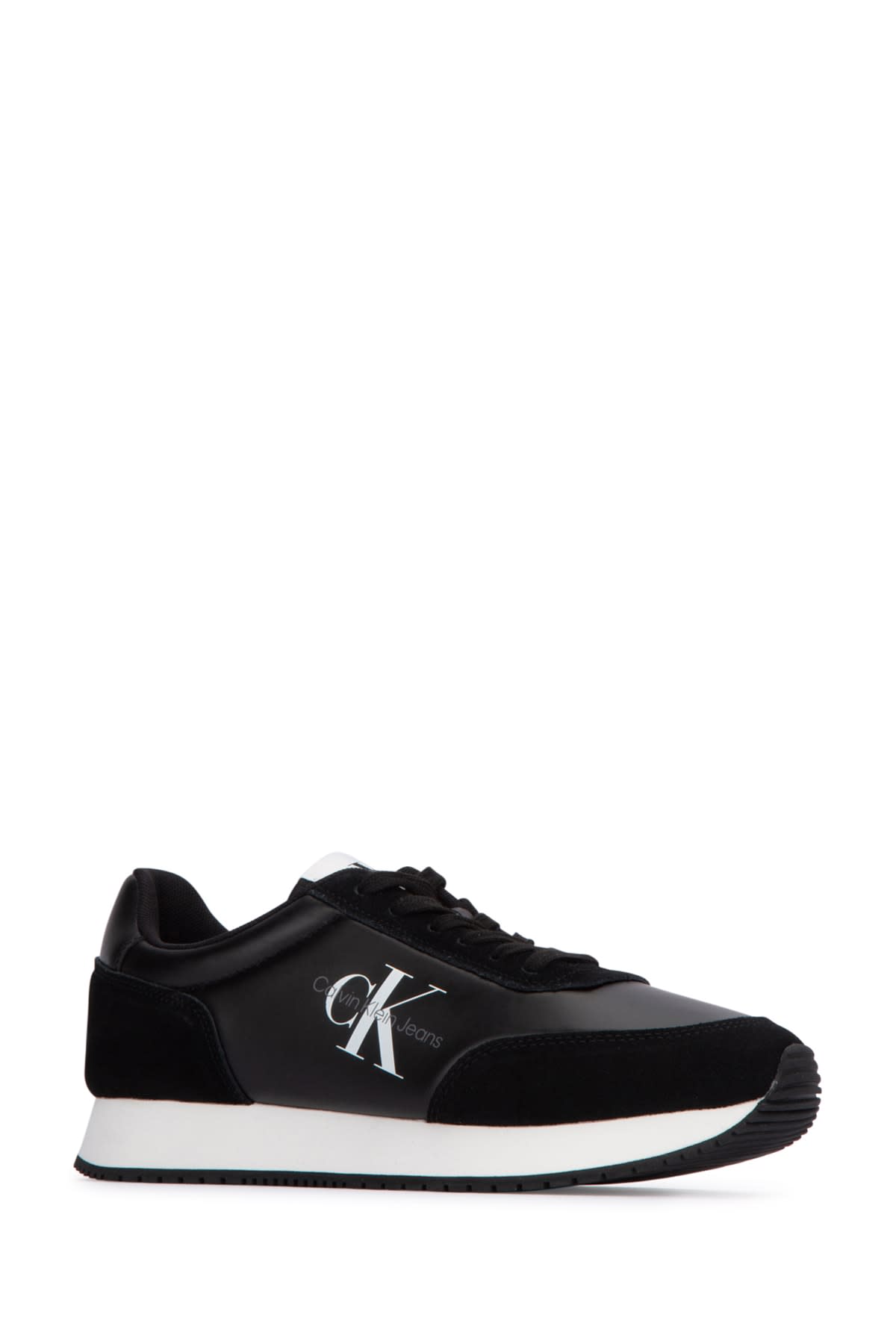 Calvin Klein Low-top Sneakers With Contrast Sole And Round Toe In Blackwhite