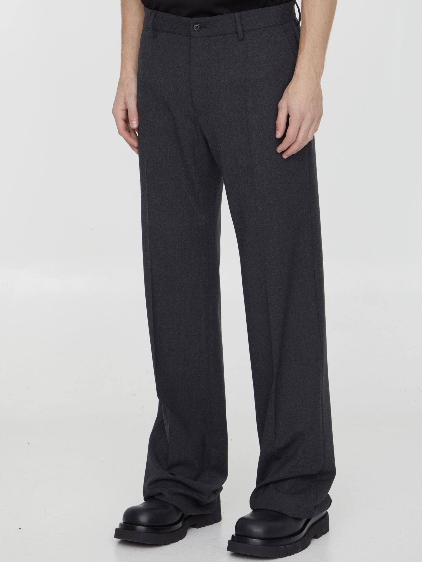 Shop Dolce & Gabbana Stretch Flannel Trousers In Grey