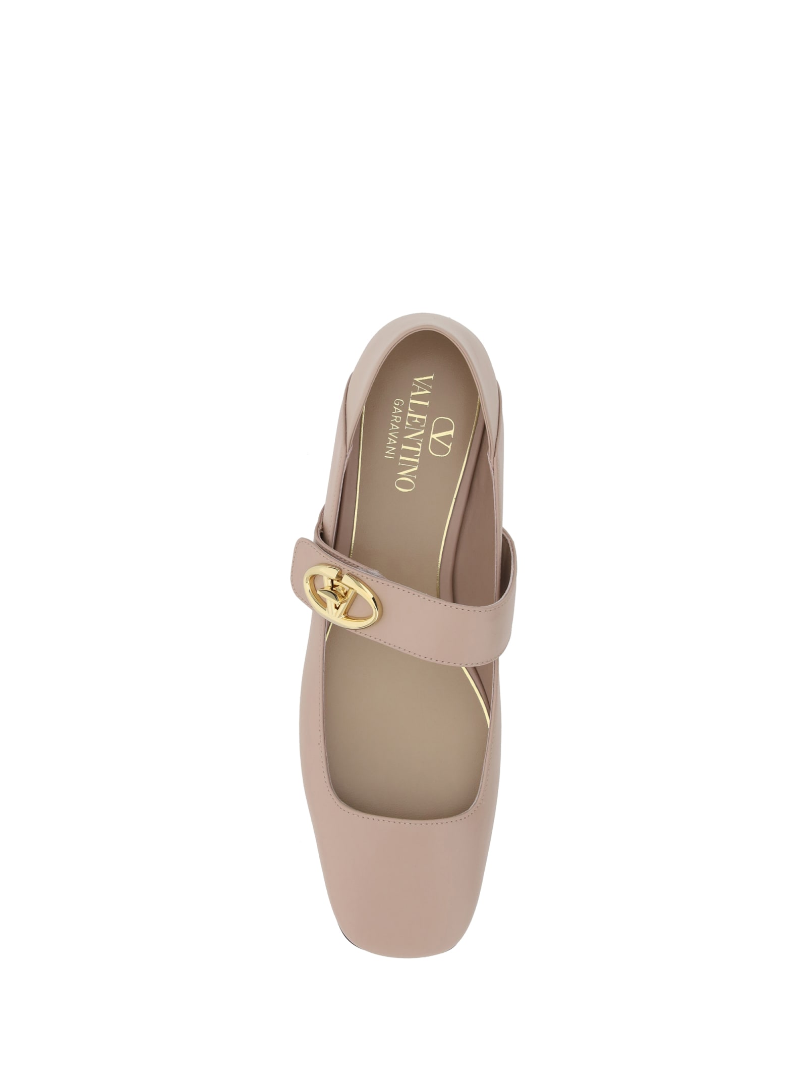 Shop Valentino Vlogo Locker Ballerinas In Beige Rose