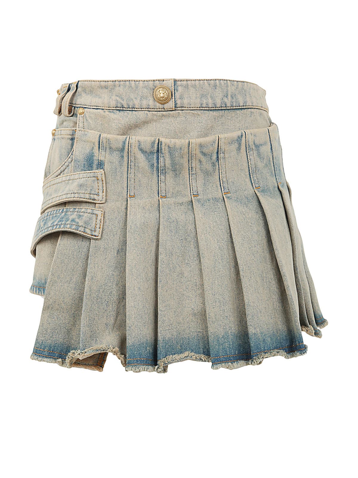 BALMAIN VINATGE DENIM SHORT KILT SKIRT