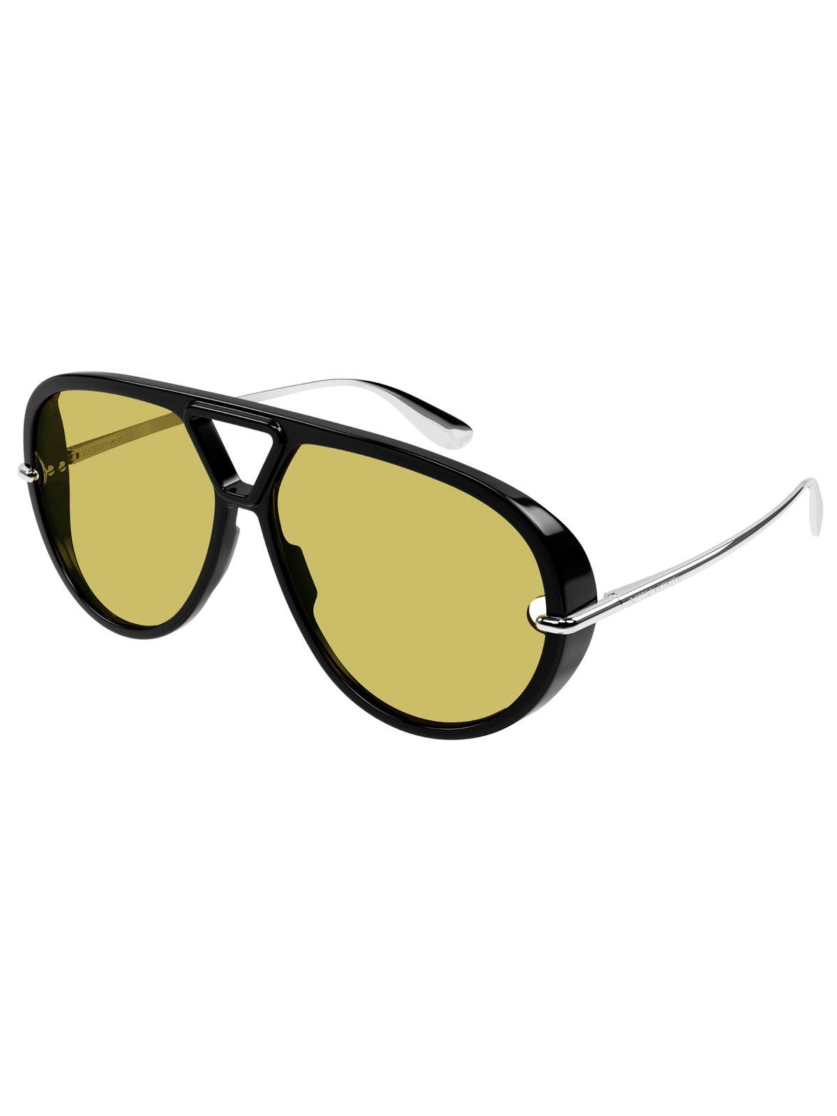 Bottega Veneta Aviator Frame Sunglasses In Yellow