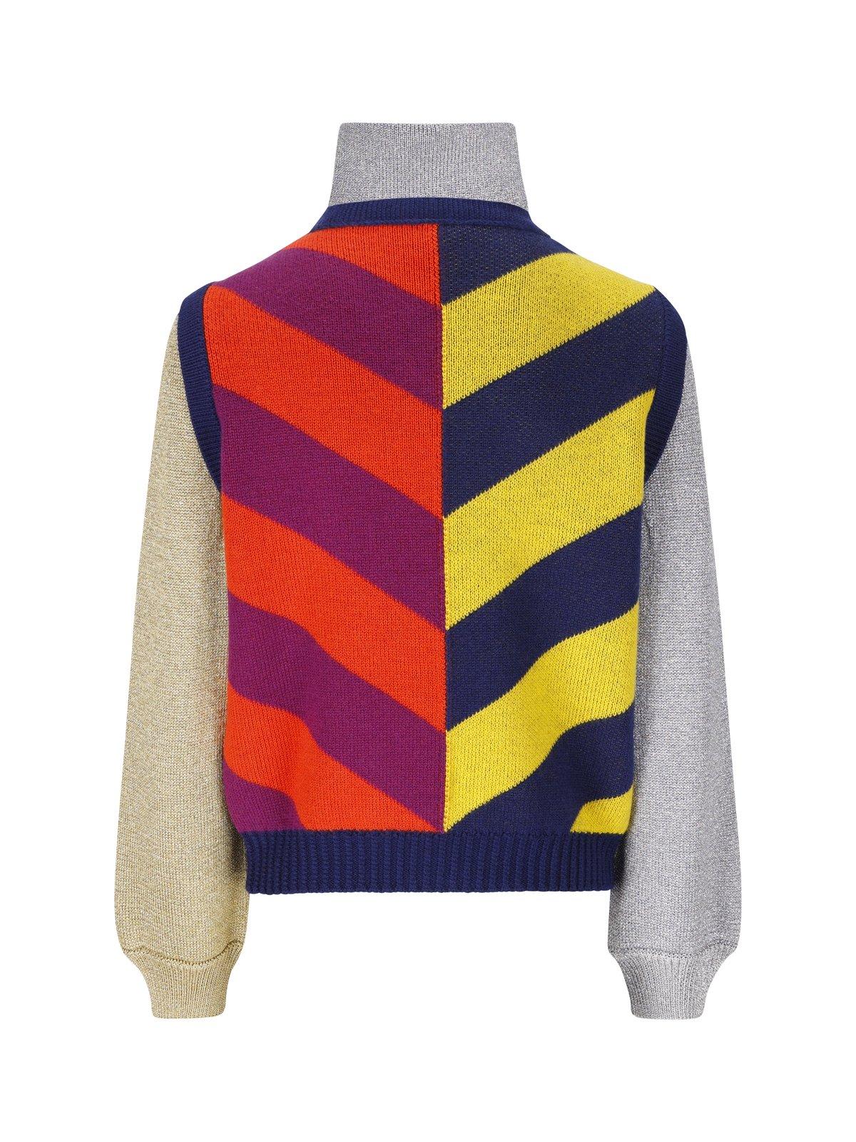Shop Gucci Striped Jacquard Knitted Sweater In White