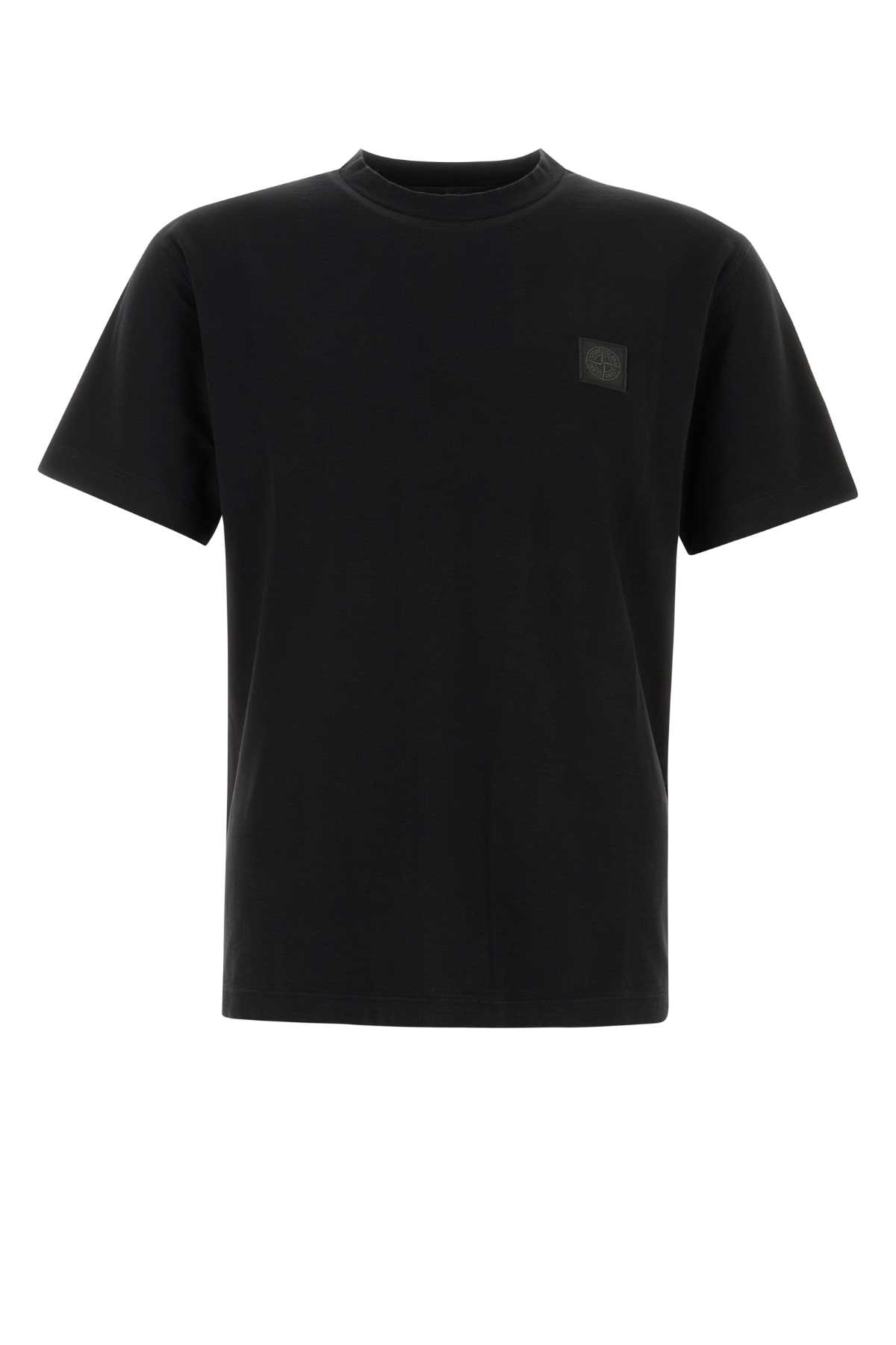 Stone Island Logo Cotton T-shirt In Black