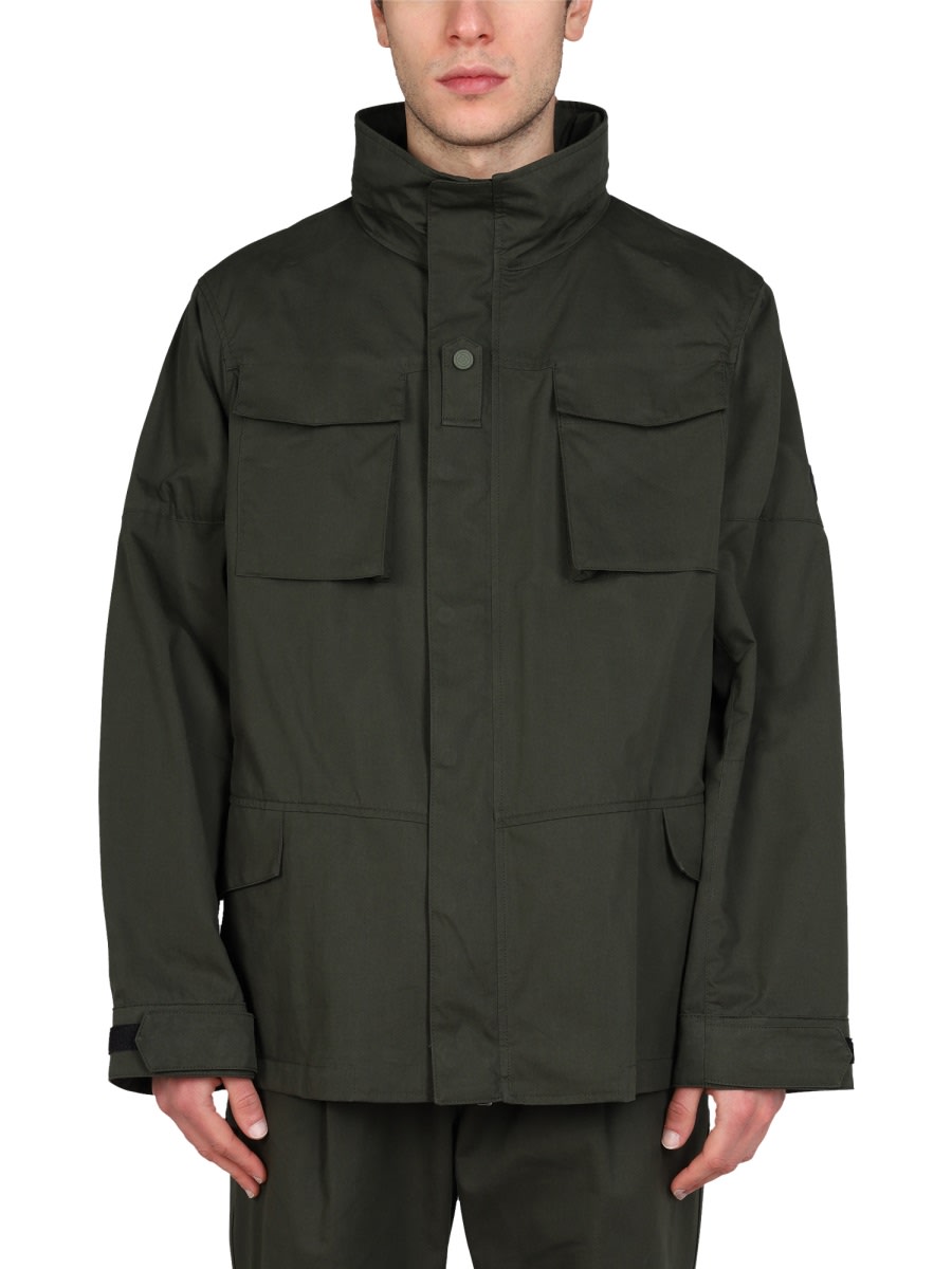 Shop Lardini Double Fabric Jacket In Military Green