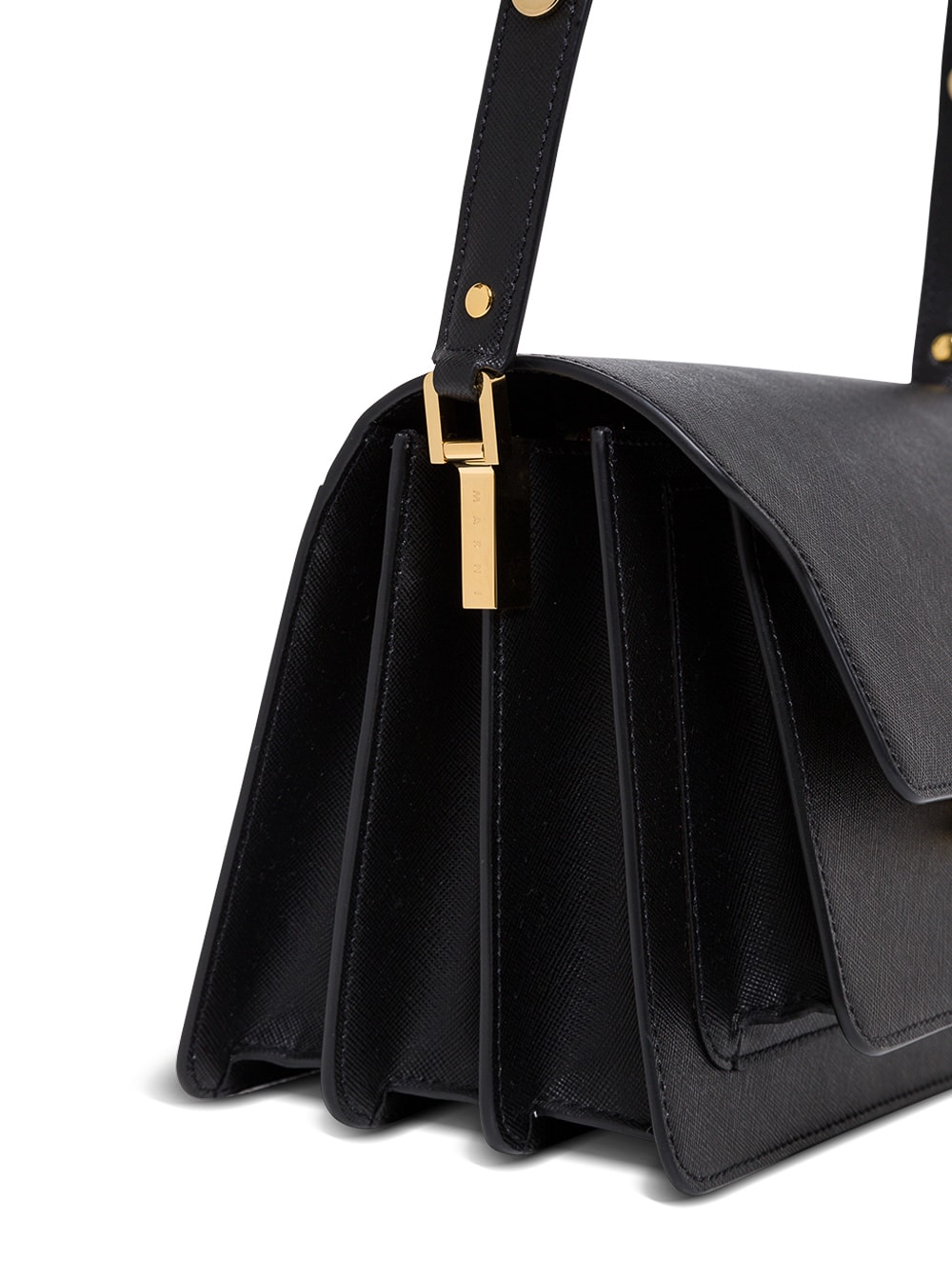 Shop Marni Womans Black Leather Trunk Crossbody Bag