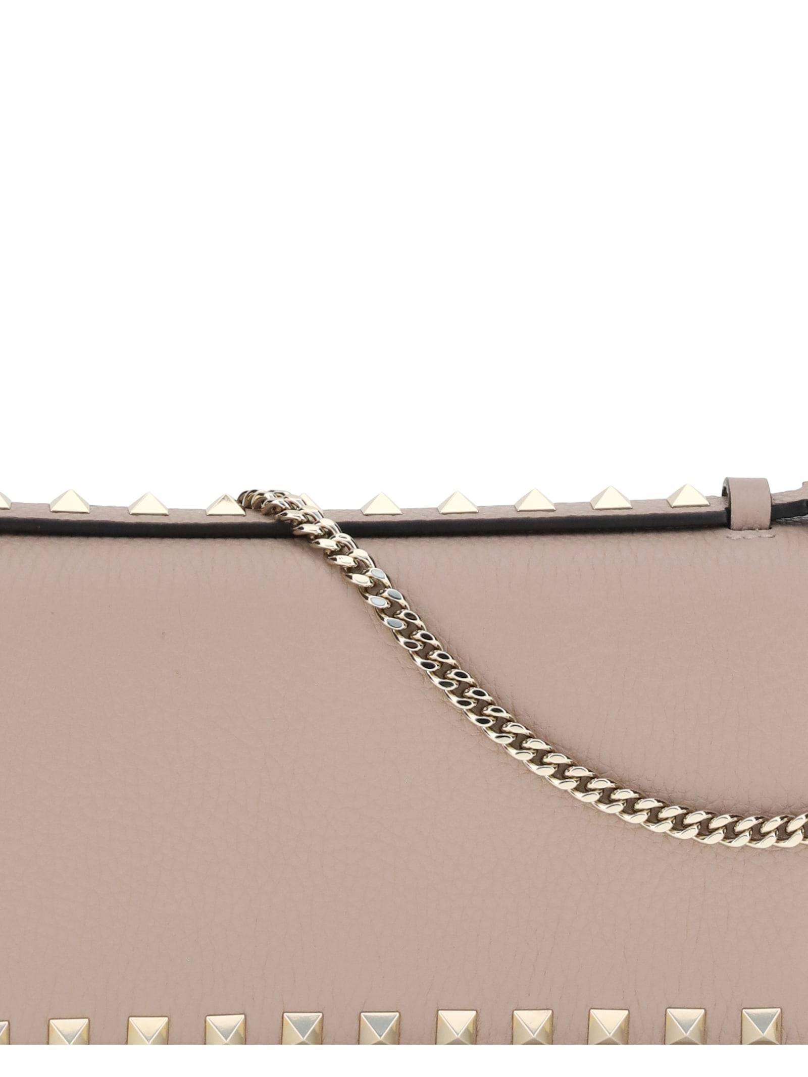 Valentino Rockstud Chain Wallet In Pink