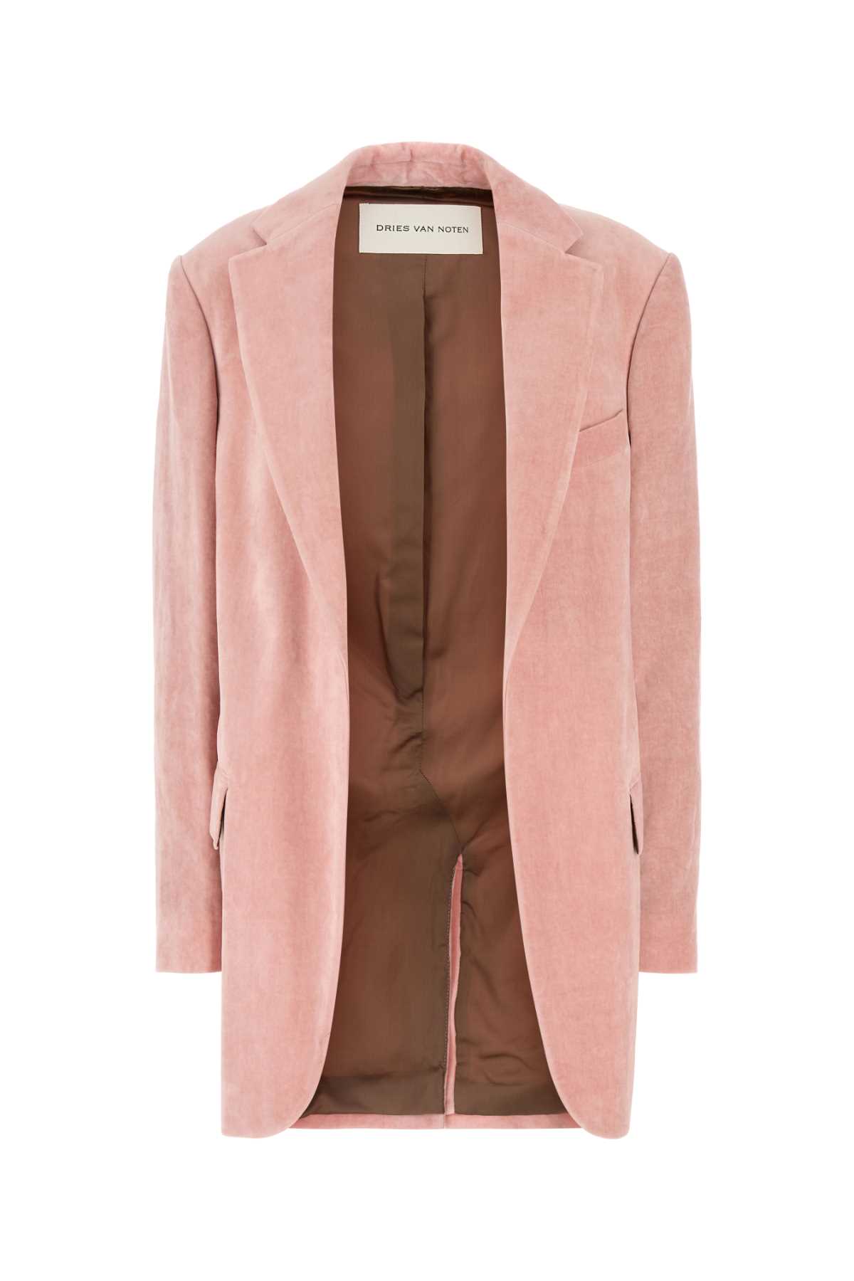 Shop Dries Van Noten Pink Velvet Blazer In Lpink