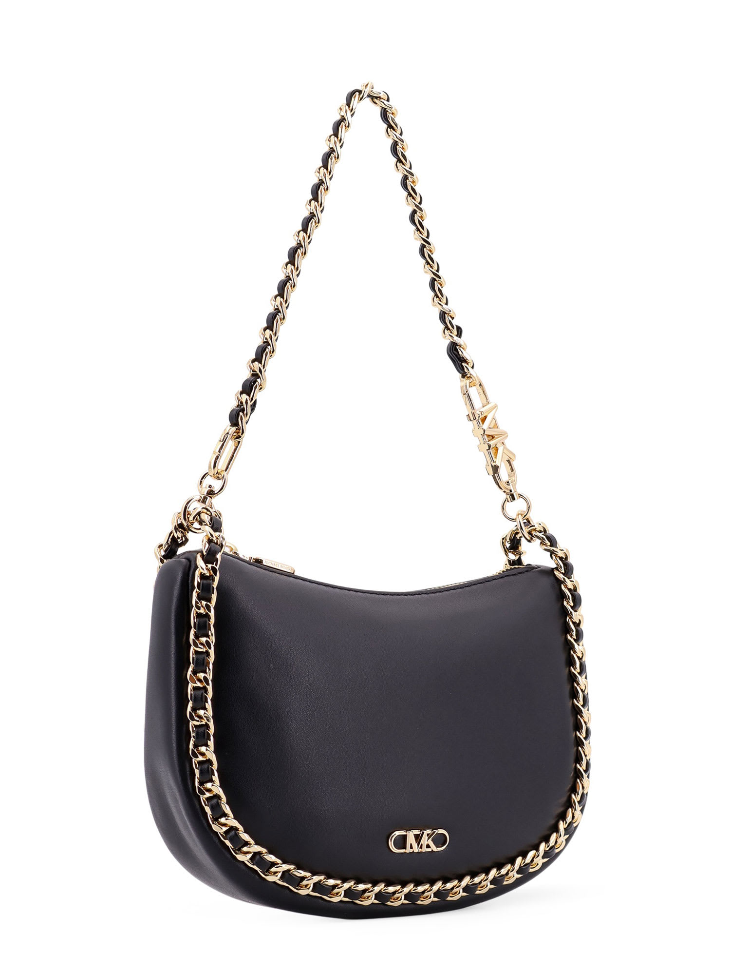 Michael Kors Kendall Leather Shoulder Bag With Frontal Monogram In Black