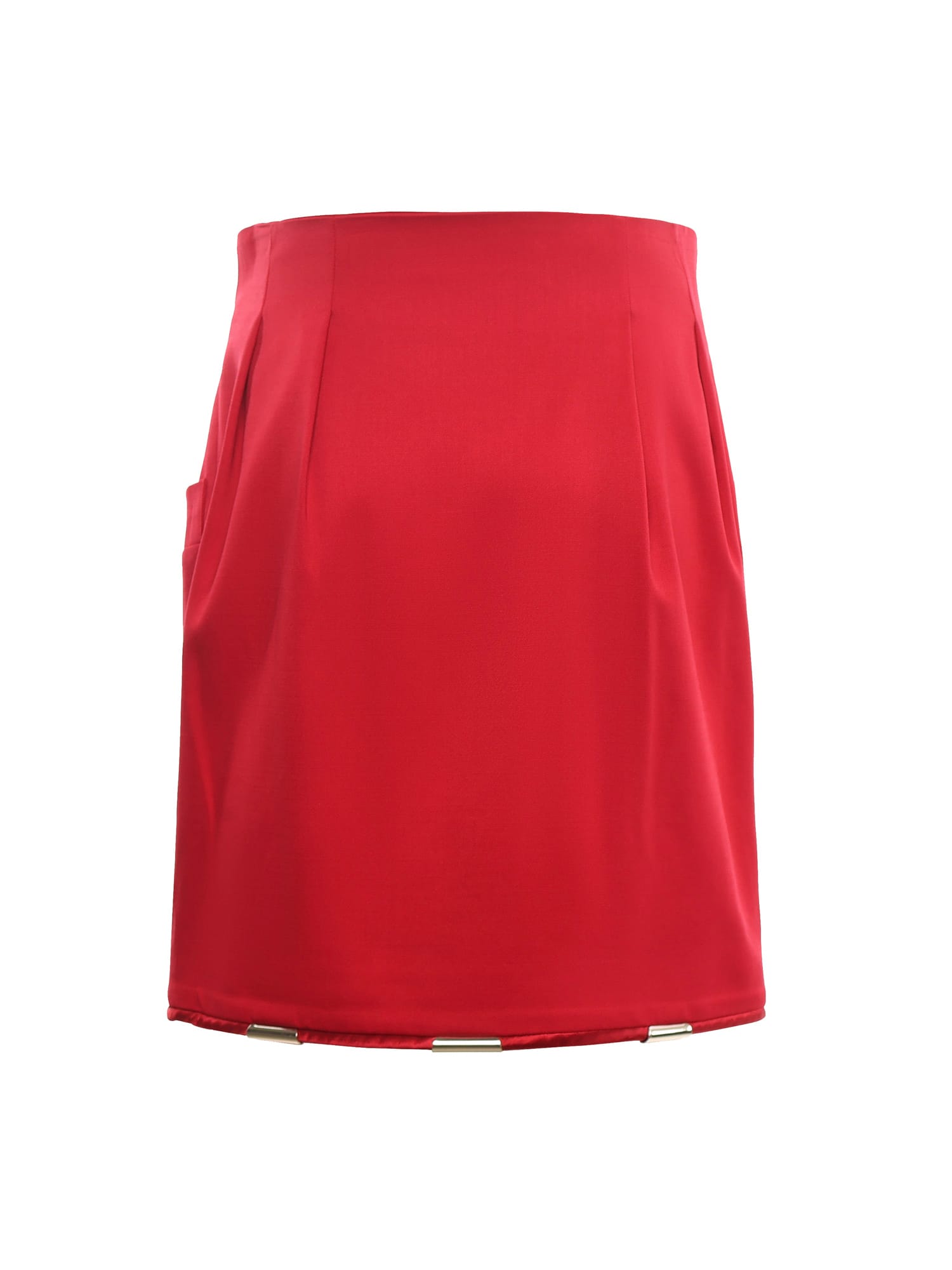 Genny Wrap Mini Skirt With Metallic Details In Red