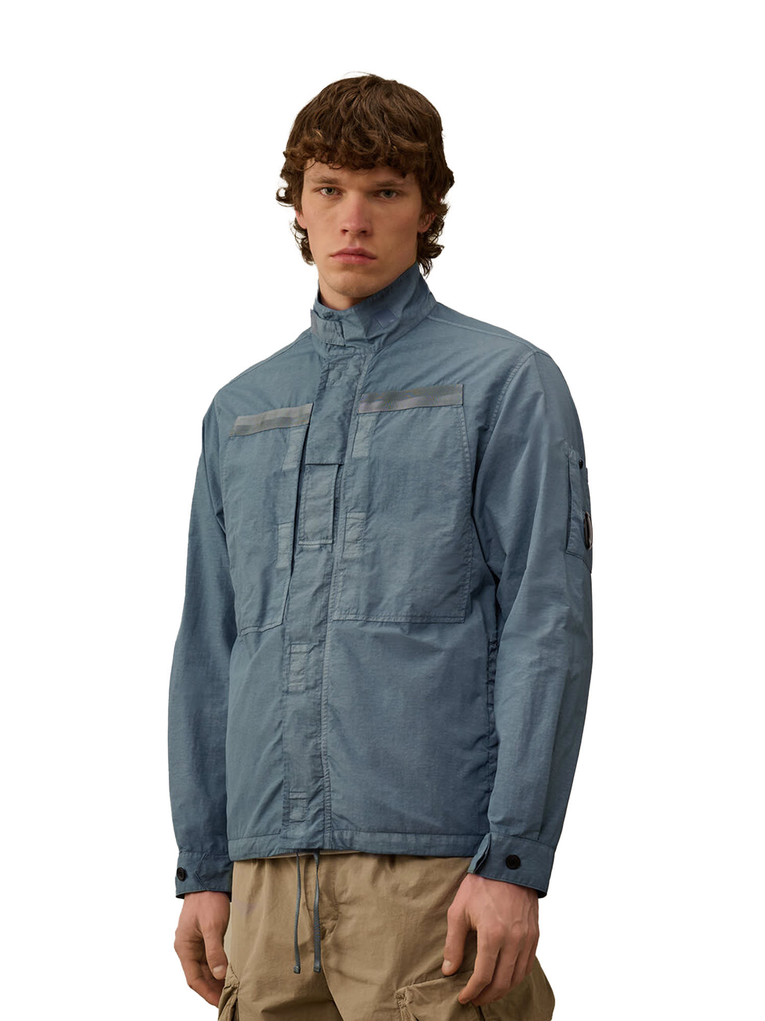 C.p. Company C.p.company Men Flatt Nylon Jacket With Logo Iconic Detail