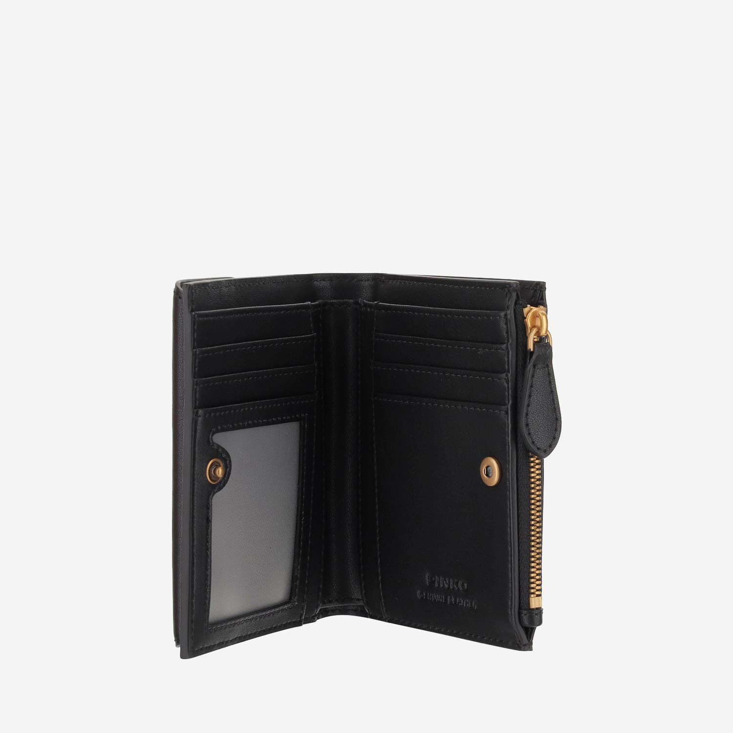 Pinko Compact Leather Wallet With Logo In Black