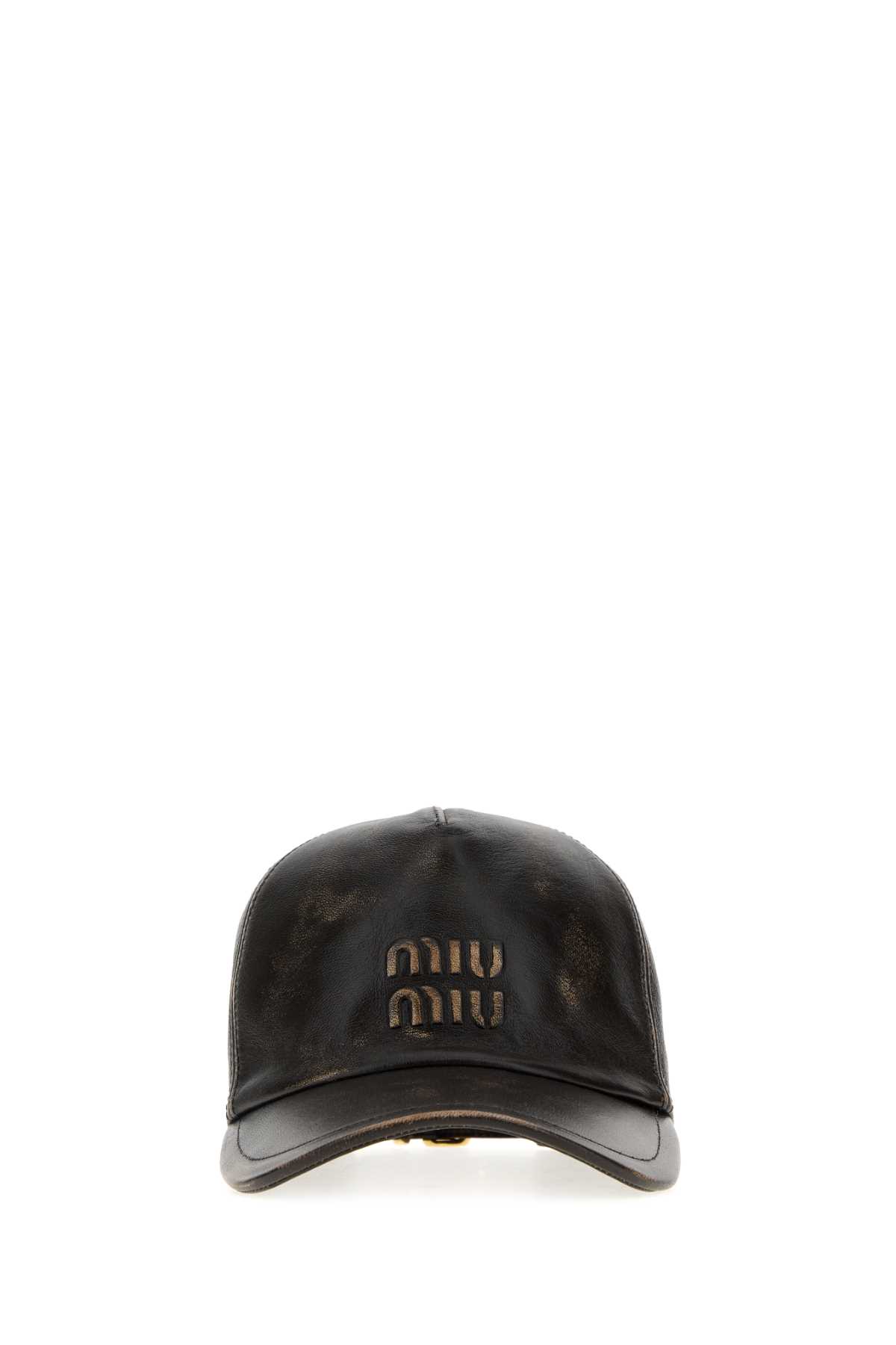 Miu Miu Dark Brown Nappa Leather Baseball Cap