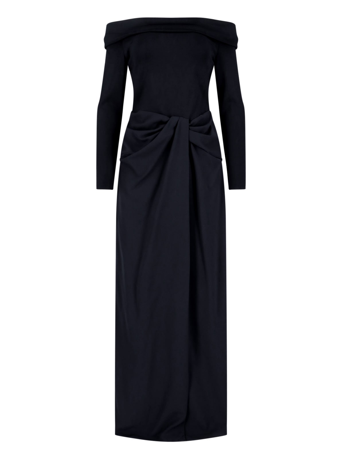 Ralph Lauren Off-shoulder Draped Dress In Black