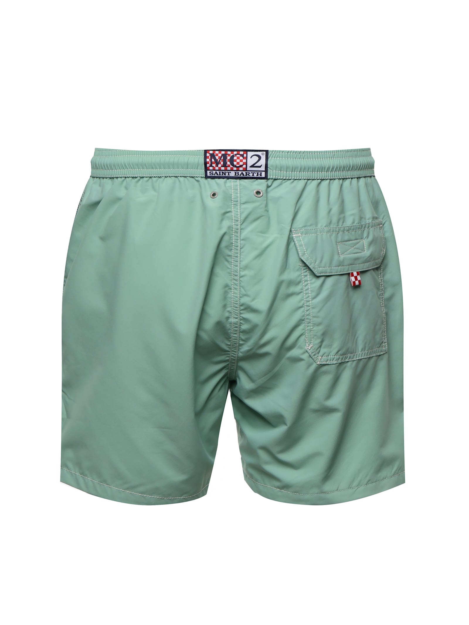 Mc2 Saint Barth Patmos Swimsuit With Logo In Green