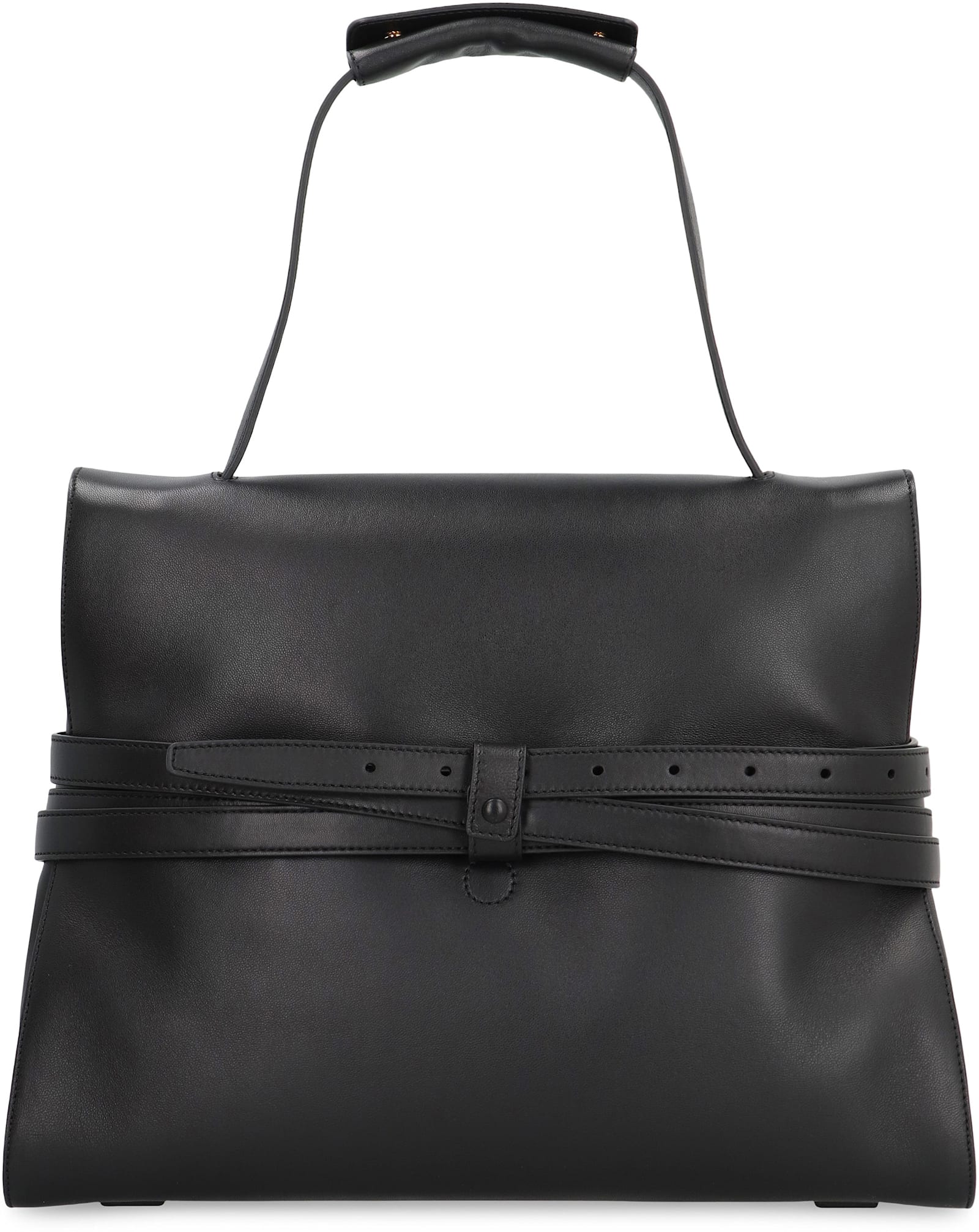 Moschino Couture Black Leather Medium Tie Me Handbag In Black