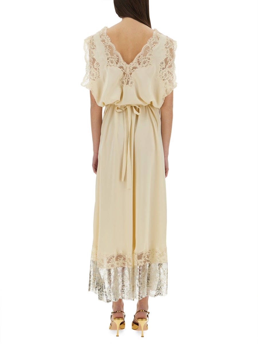 Rabanne Lace Inlay Sleeveless V-neck Midi Dress