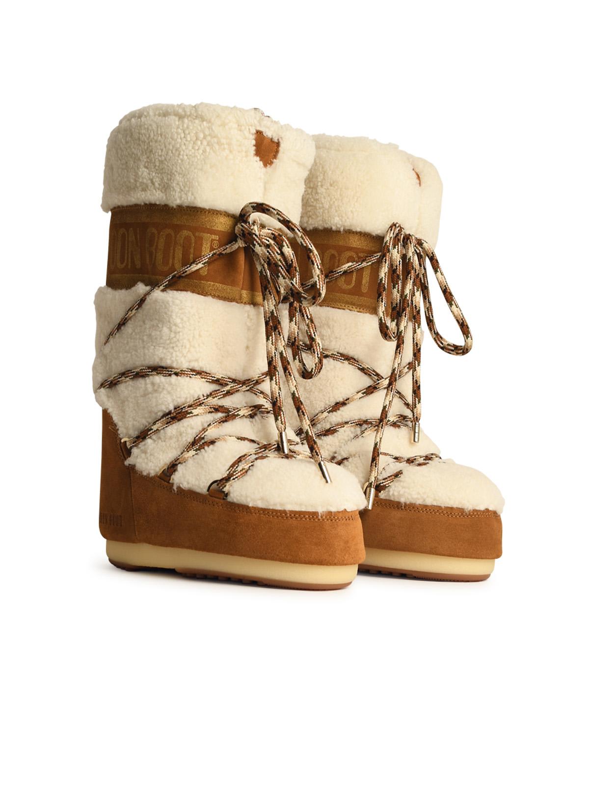 Shop Moon Boot Icon In Beige Shearling