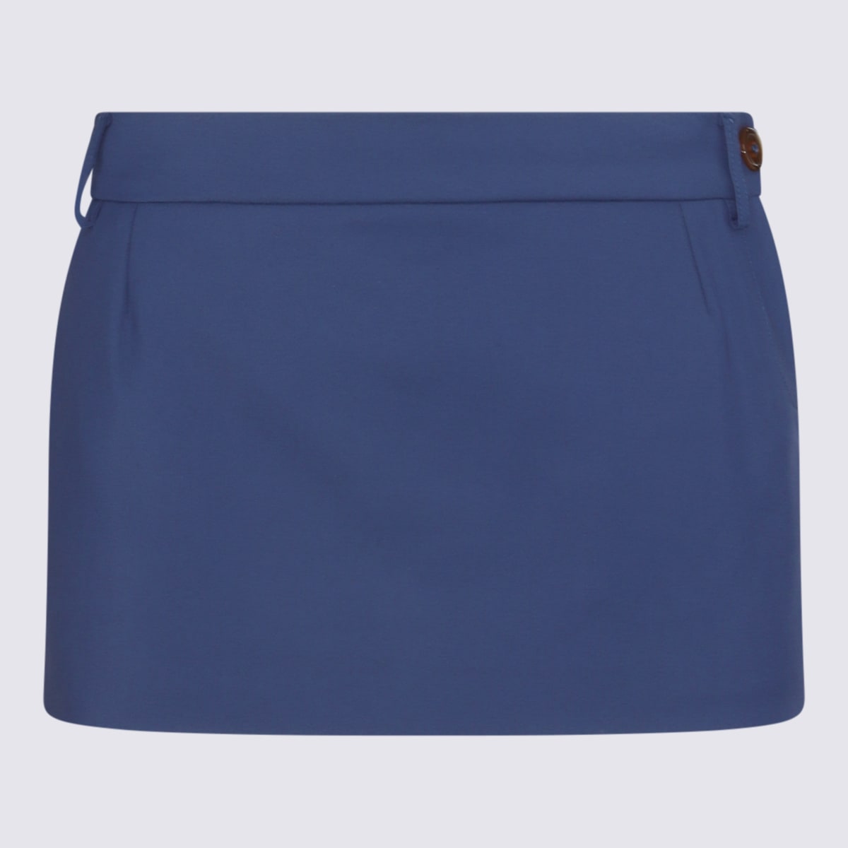 Blue Cotton Blend Mini Skirt