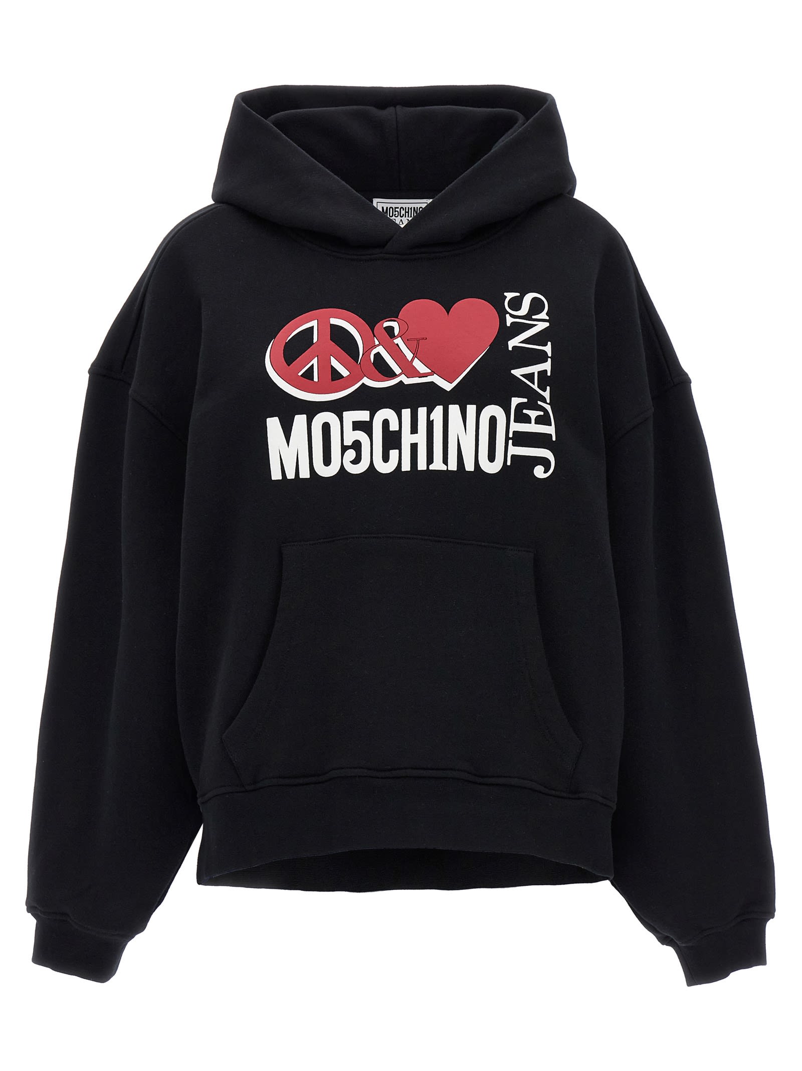 Shop M05ch1n0 Jeans Logo Print Hoodie In Black