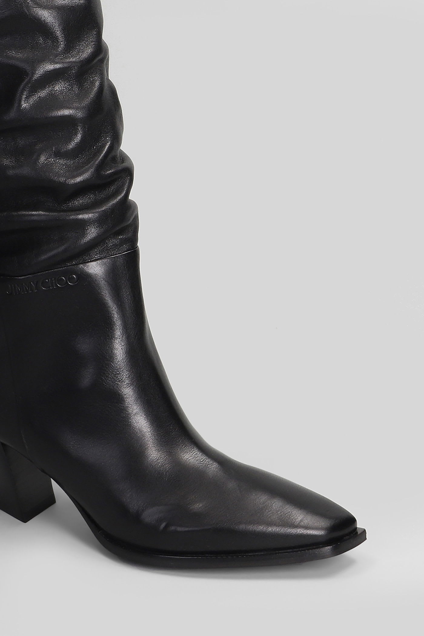 Jimmy Choo Hart 60 High Heels Boots In Black Leather In Black