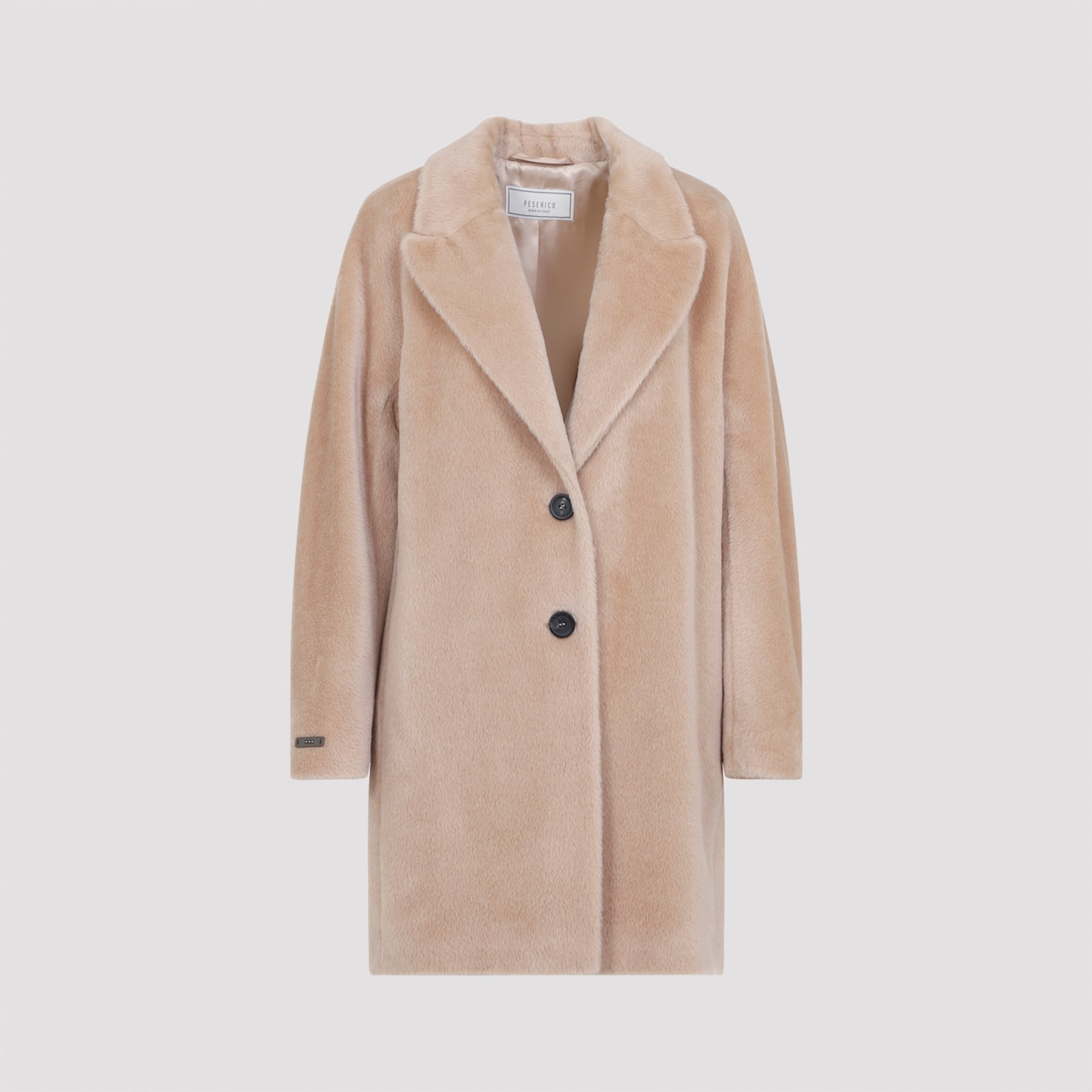 Peserico Mid-length Tailored Coat In Alpaca Blend In Multi