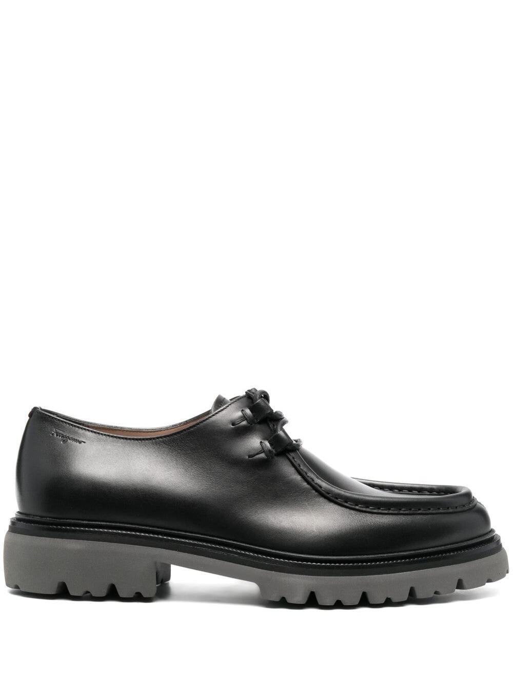 Italo Black Lace-up Loafers In Polished Loafers Man Salvatore Ferragamo