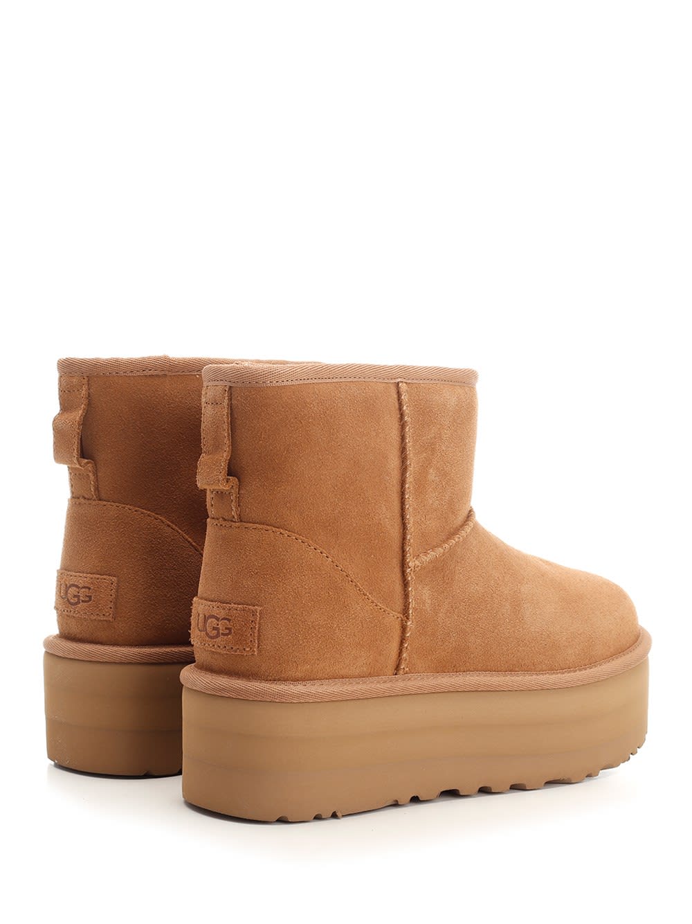 Ugg Camel Suede Classic Mini Platform Ankle Boots In Brown
