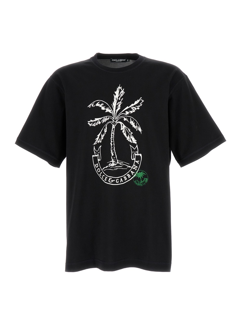 Shop Dolce & Gabbana Black T-shirt With Banana Tree Print In Cotton Man