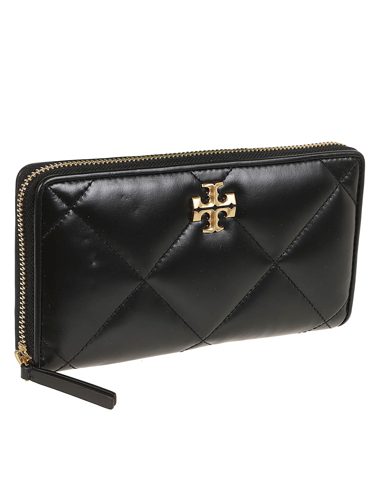 Shop Tory Burch Kira Diamond Quilt Zip Continental Wallet In Black