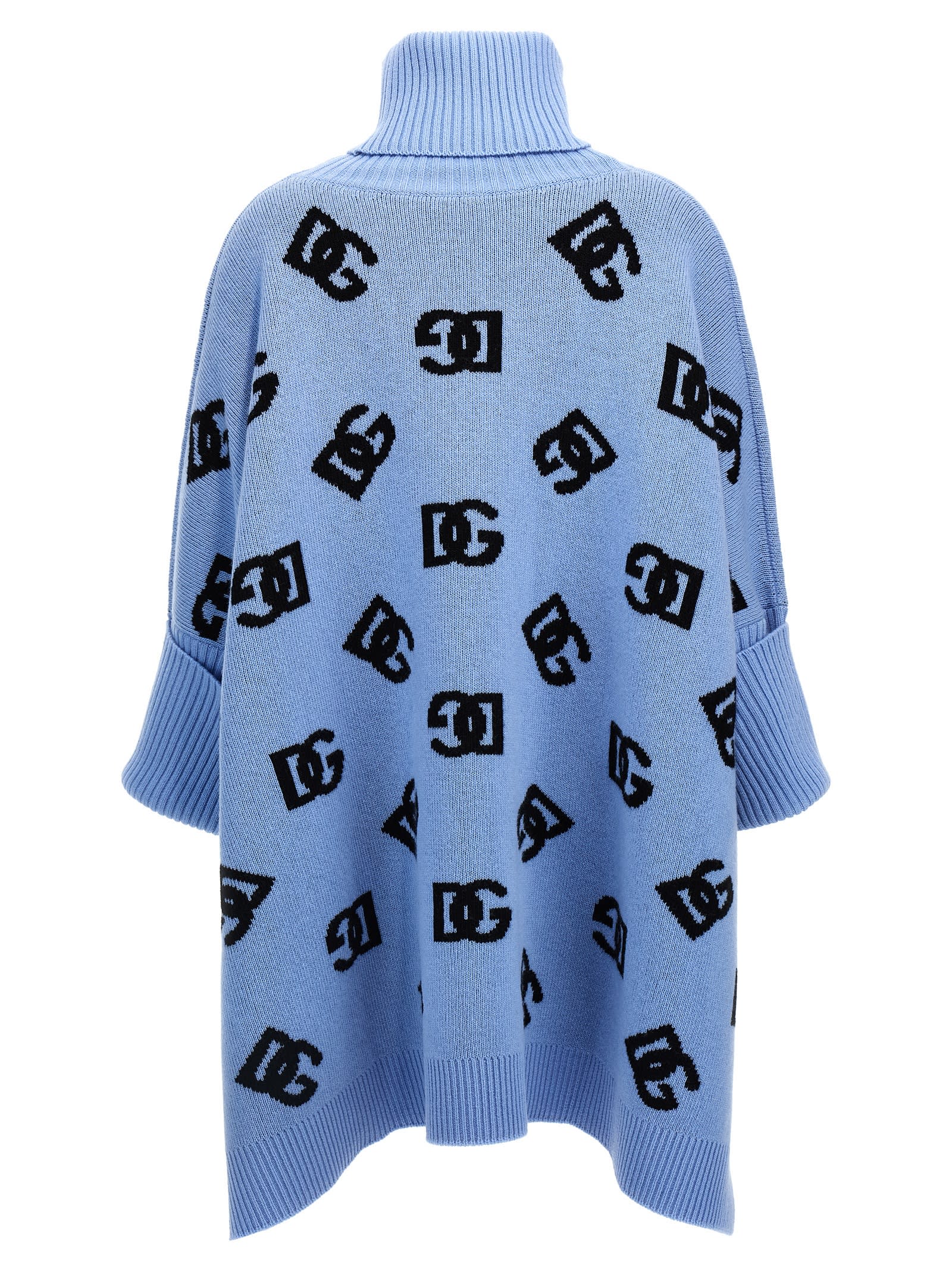 Shop Dolce & Gabbana Jacquard Logo Poncho In Light Blue