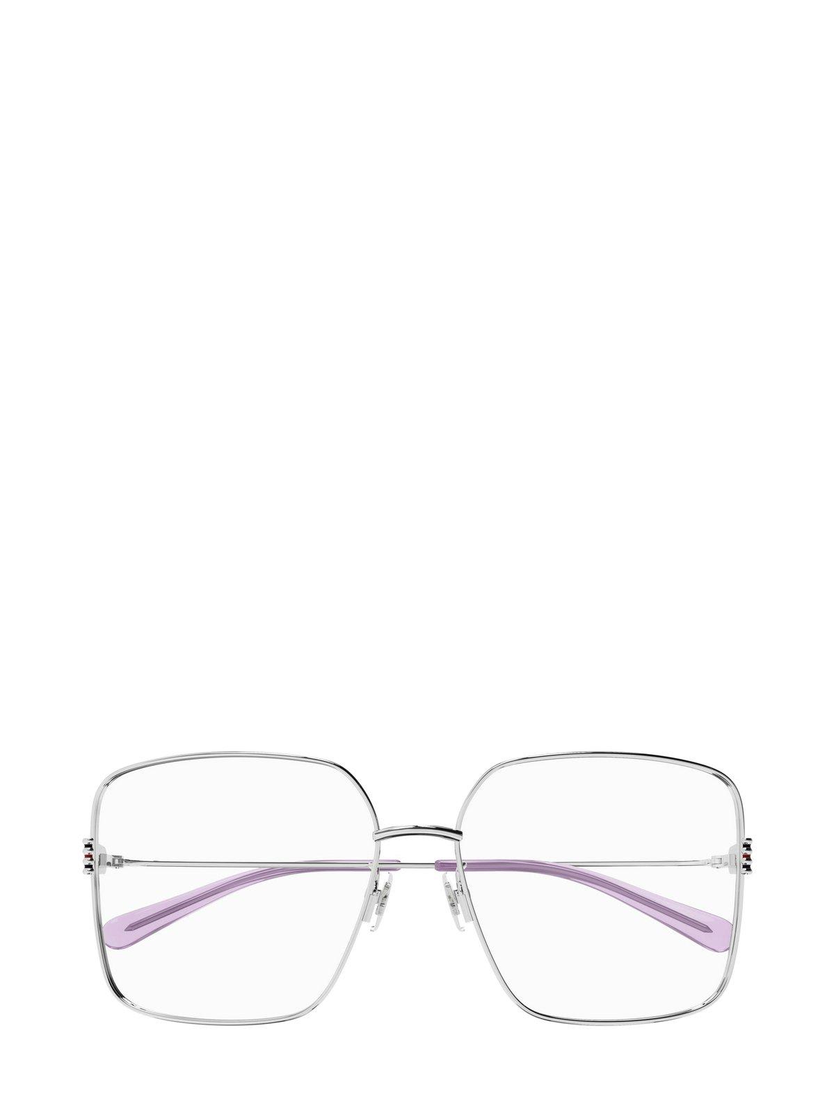 Shop Gucci Oversized-fit Glasses In 002 Silver Silver Transpa