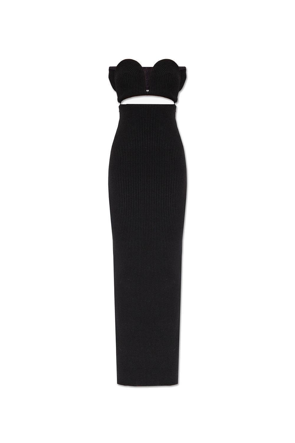 alaia cut-out detailed ribbed midi dress