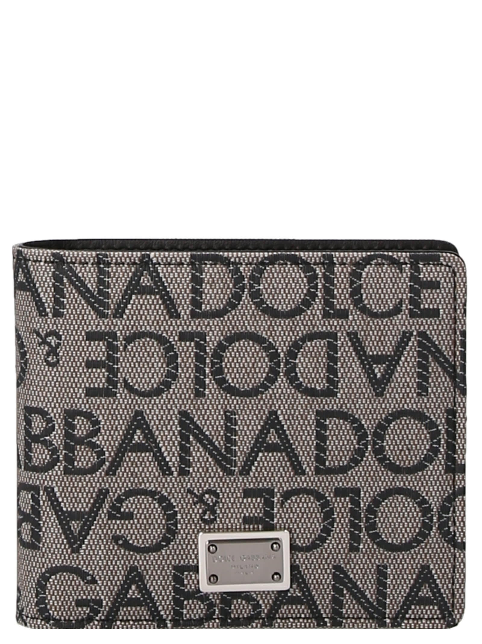 Dolce & Gabbana Jacquard Logo Wallet In Gray