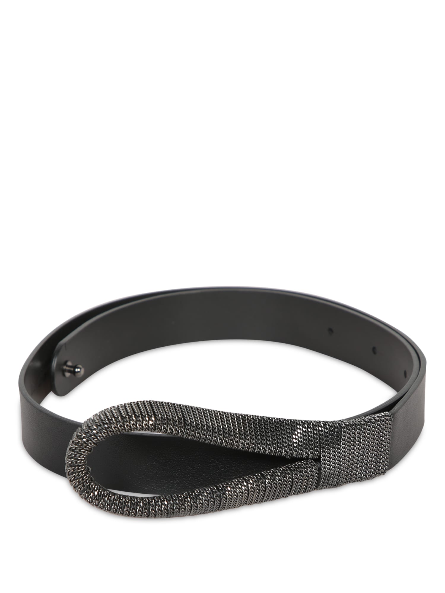 Shop Orciani Nappa Chain Black Belt