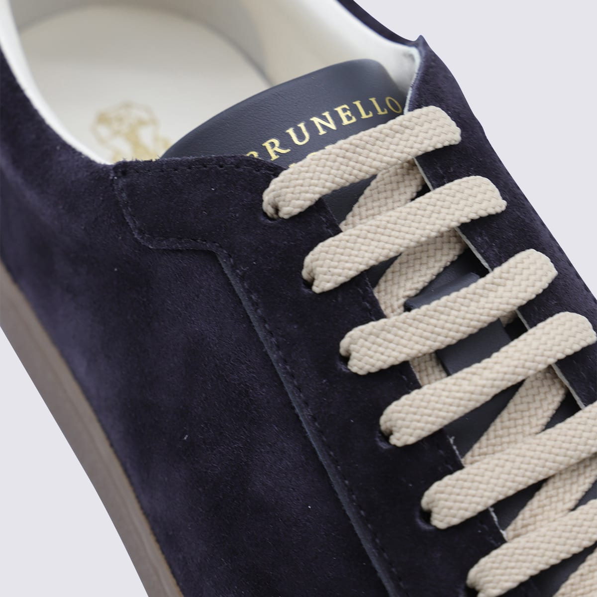 Brunello Cucinelli Blue Washed Suede Sneakers In Black