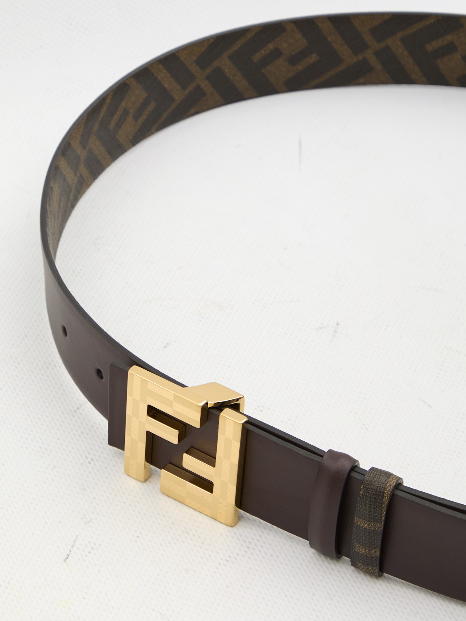 Shop Fendi Squared Ff Belt In Brown