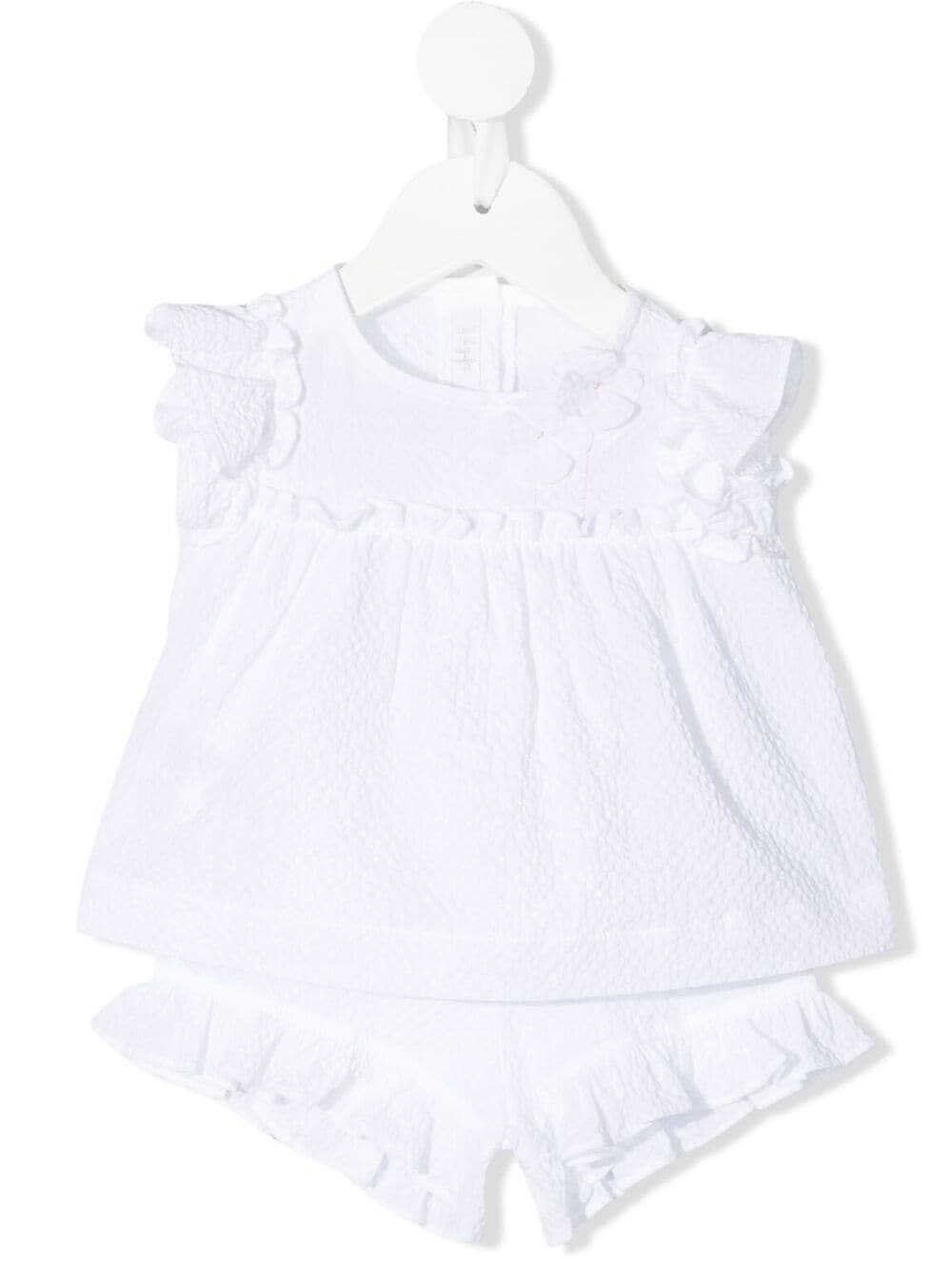 Il Gufo Newborn Two-piece Suit In White Cotton With Application