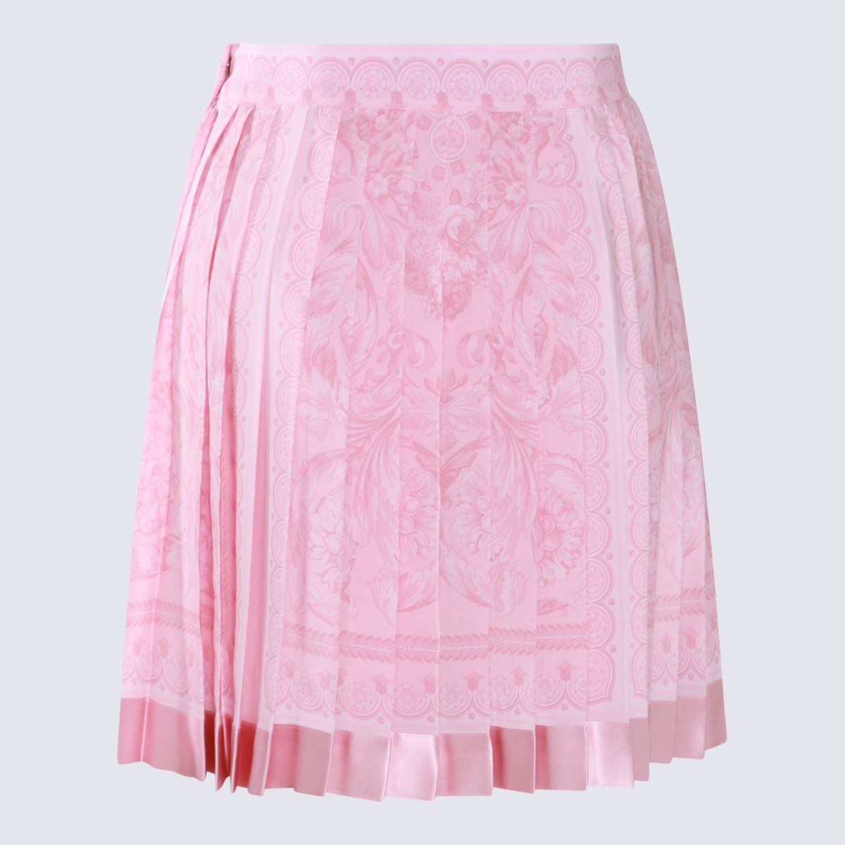 Shop Versace Pink Silk Barocco Skirt In Pale Pink