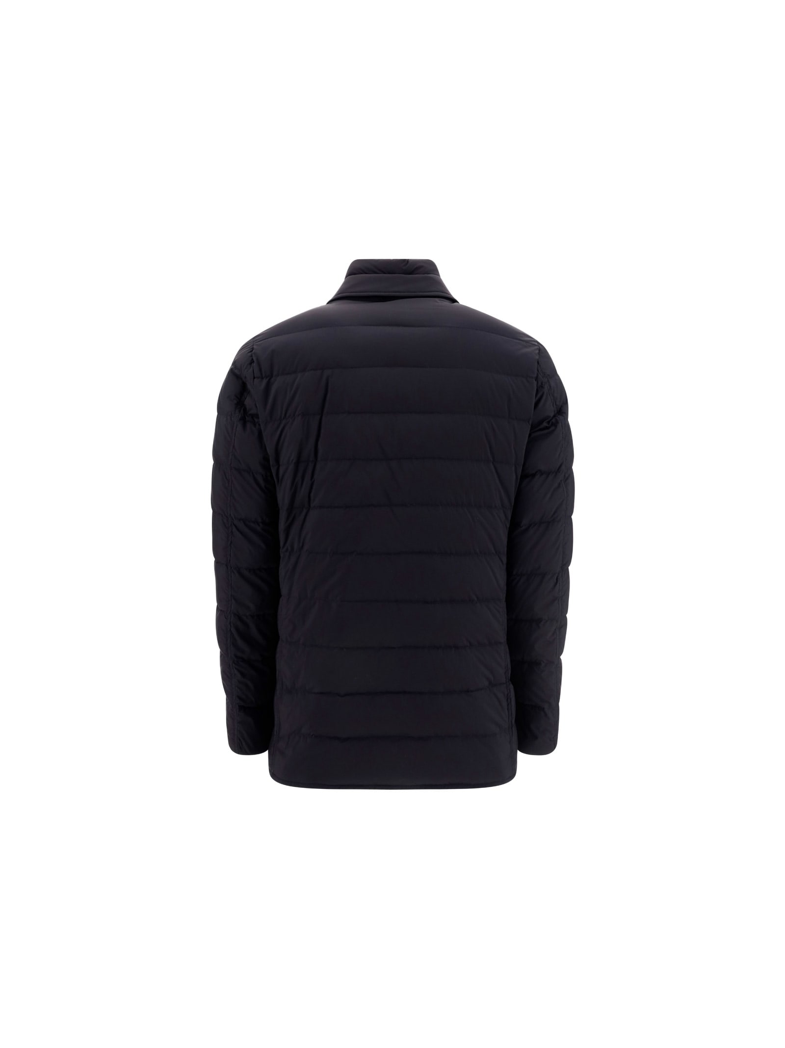 Herno Men Long Down Jacket With Buttons In Blu Navy