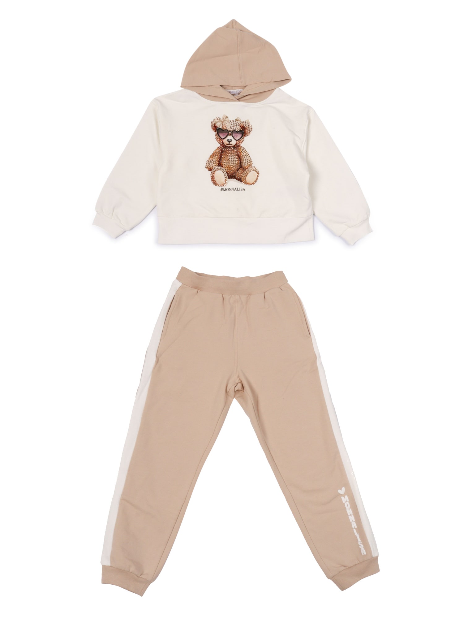 Monnalisa Hoodie And Jogger Set In White