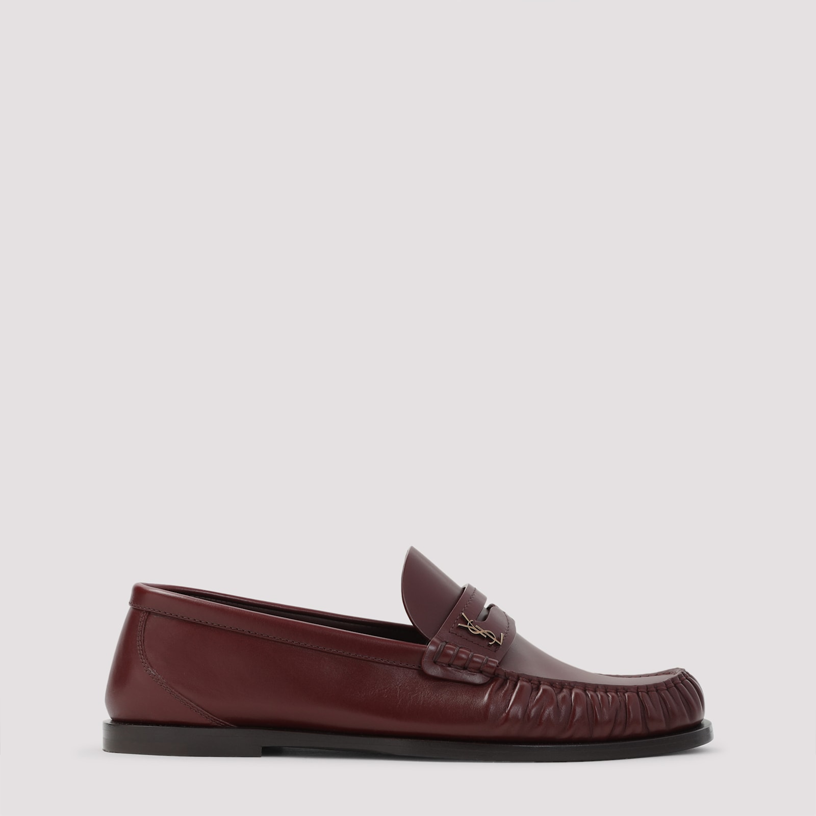Saint Laurent Cassandre Smooth Leather Penny Loafers In Red