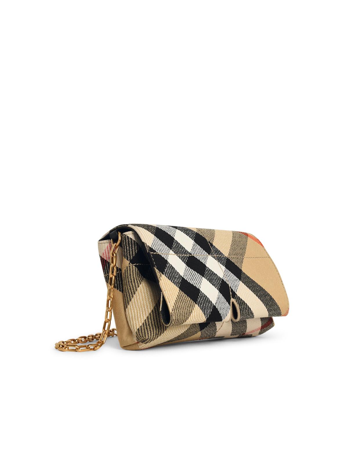 BURBERRY CHECK CROSSBODY BAG IN BEIGE POLYESTER BLEND 