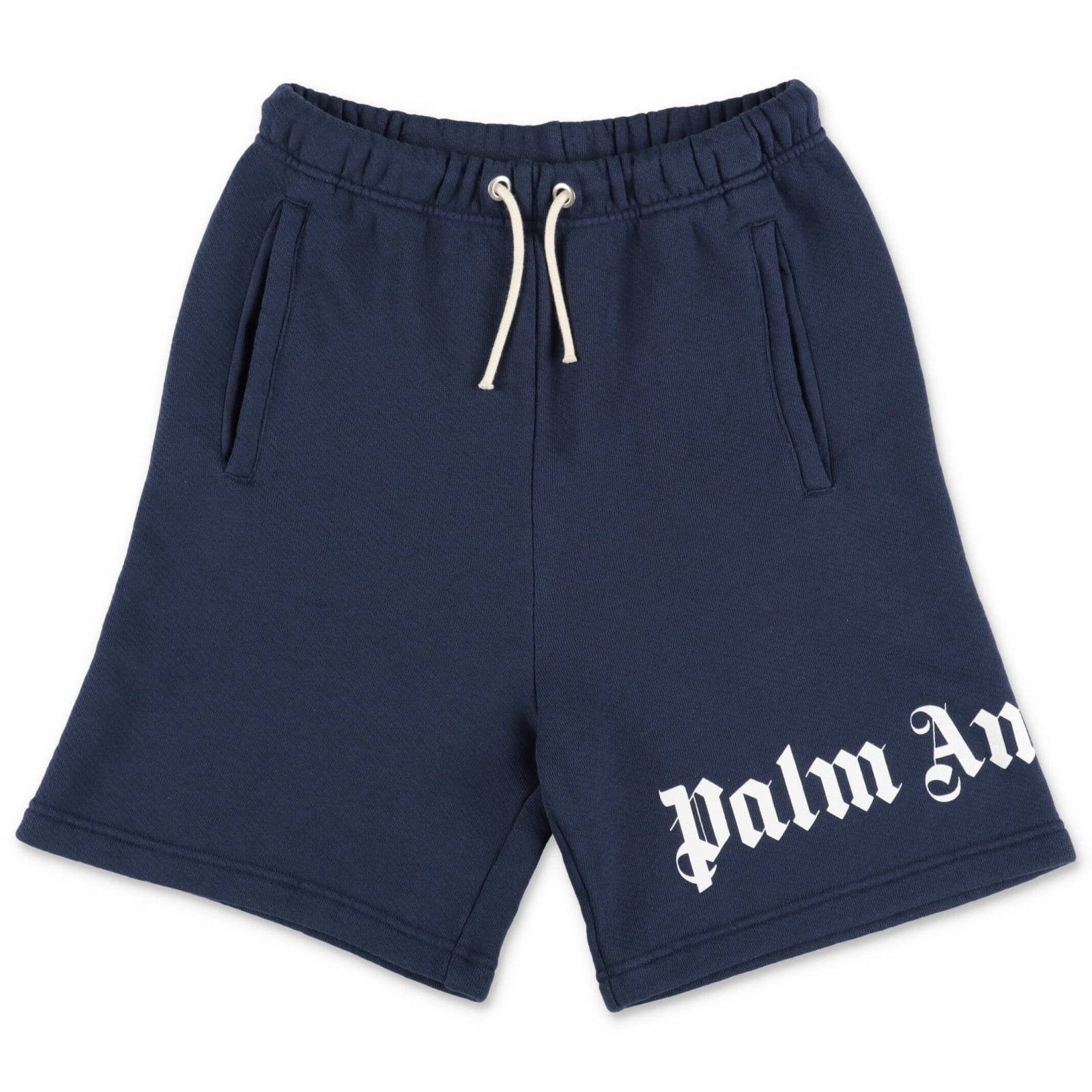 Palm Angels Shorts Blu Navy In Felpa Di Cotone