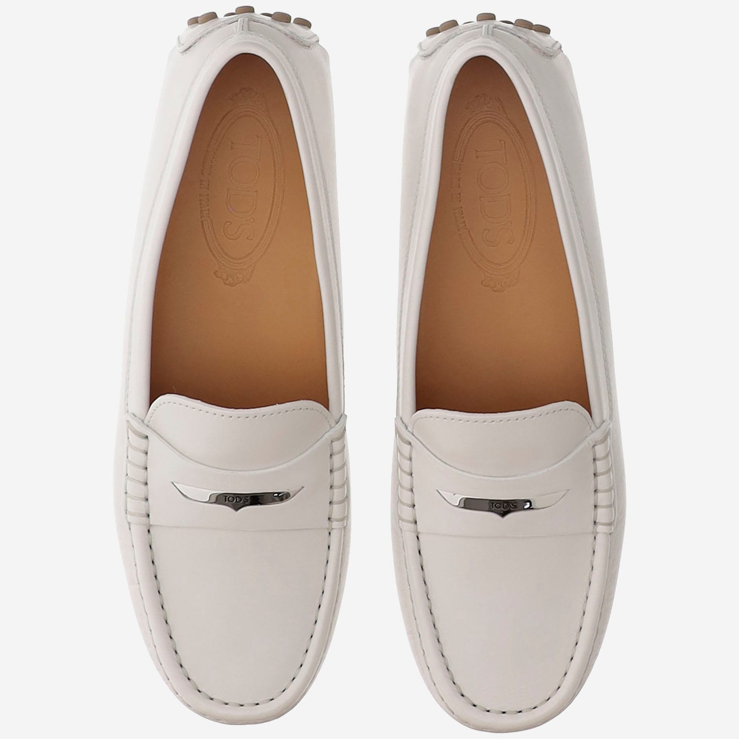 Tod's Leather Moccasin Rubber In White