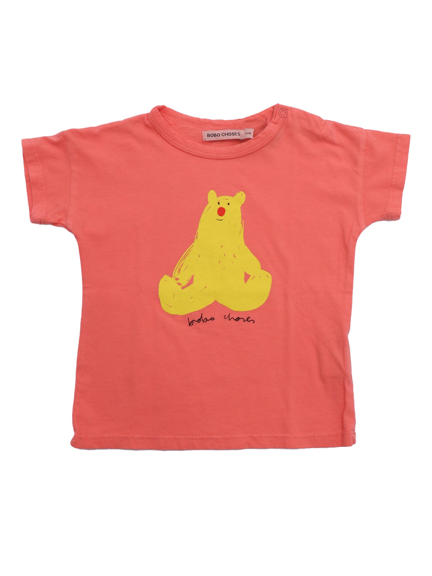 Bobo Choses Red T-shirt For Kids With Bear Print In Pink