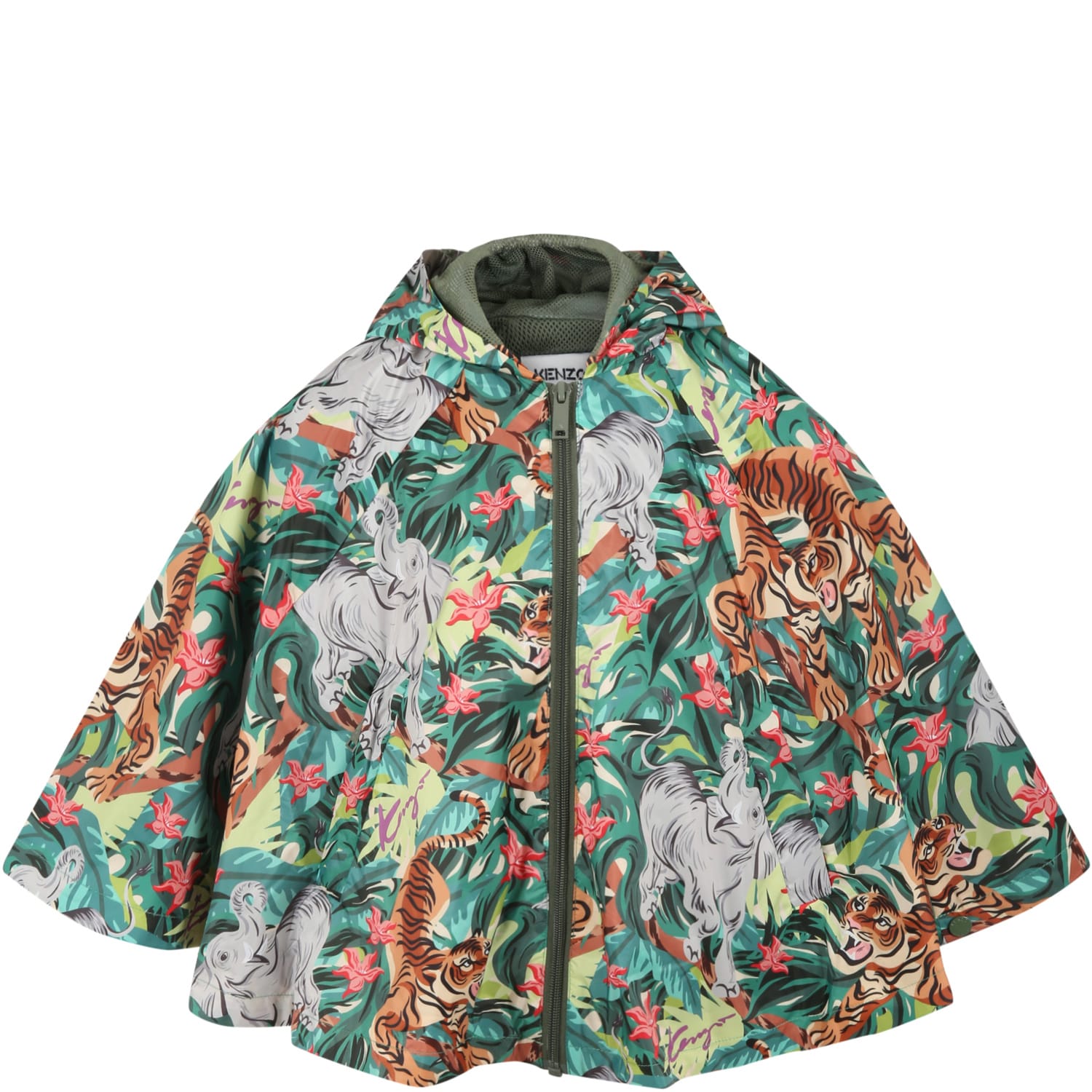 Kenzo Kids Multicolor Poncho For Girl With Animals
