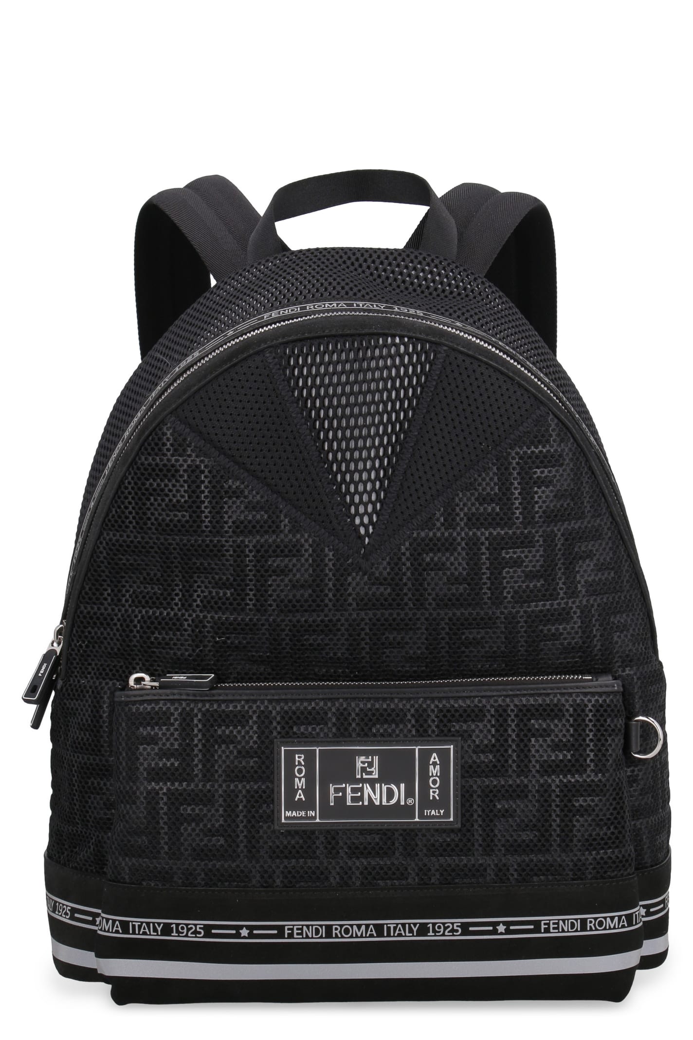 Fendi Technical Fabric Backpack With Logo In Black