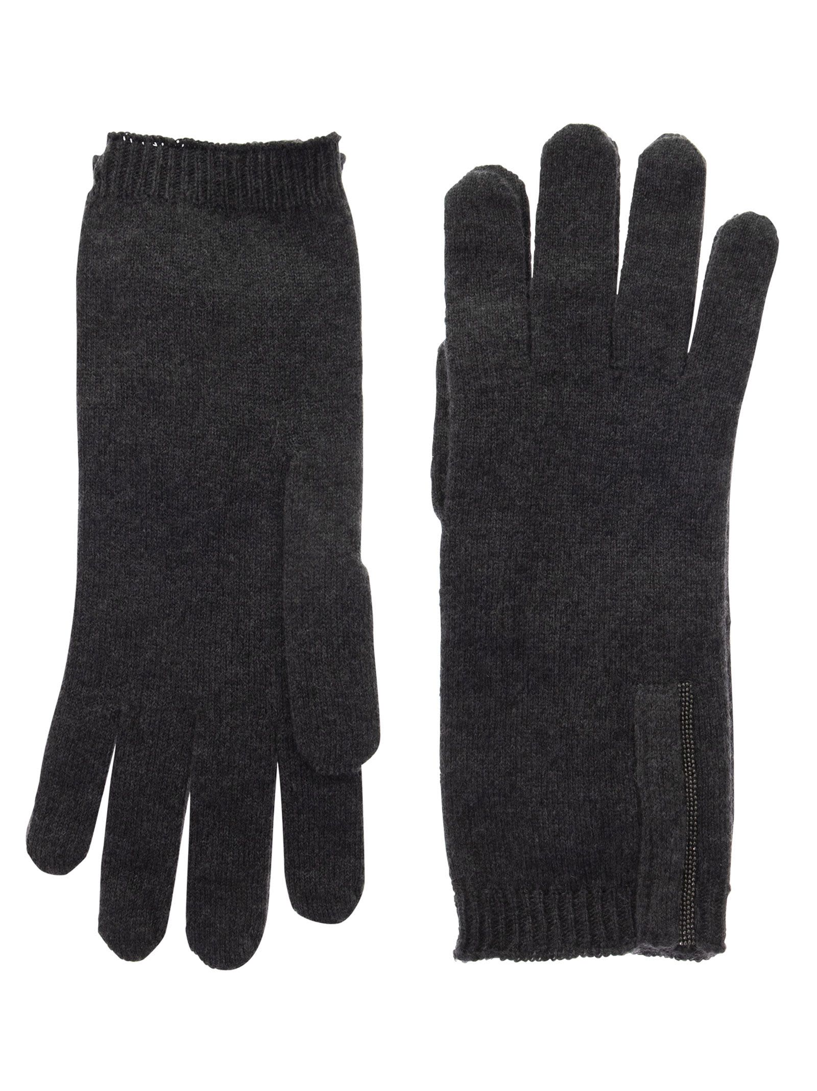 Brunello Cucinelli Cashmere Knit Gloves With Monili