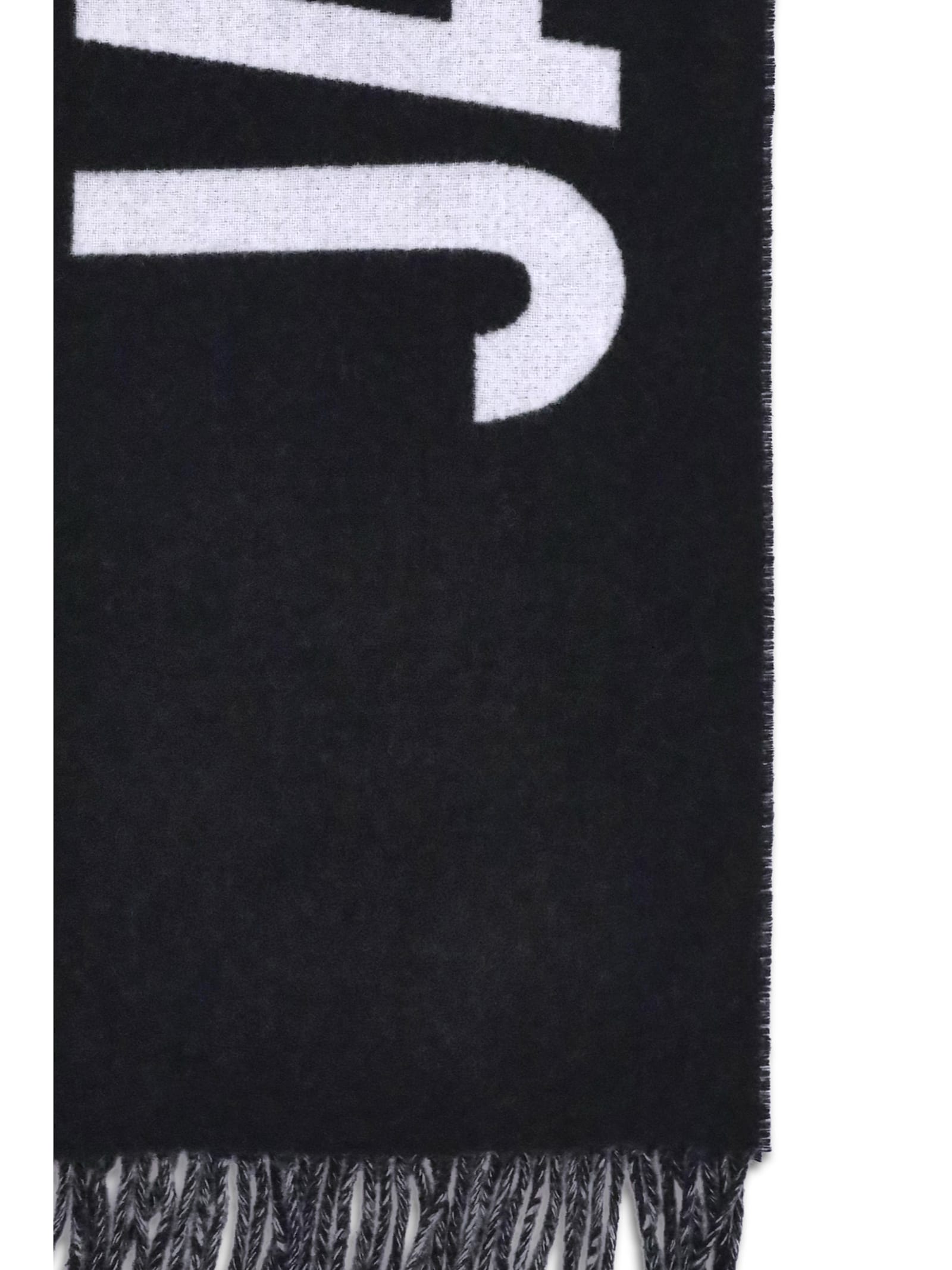 Jacquemus Fringes Wool Scarf In Black